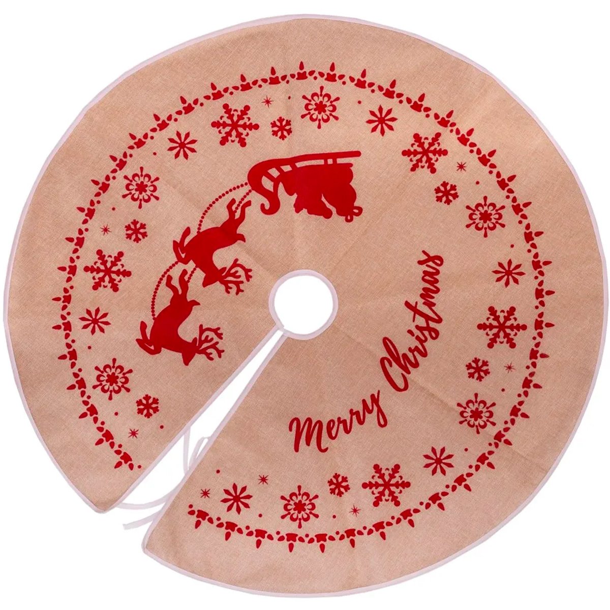 Couvre-pied de sapin de Noël en jute rouge, WADIGA