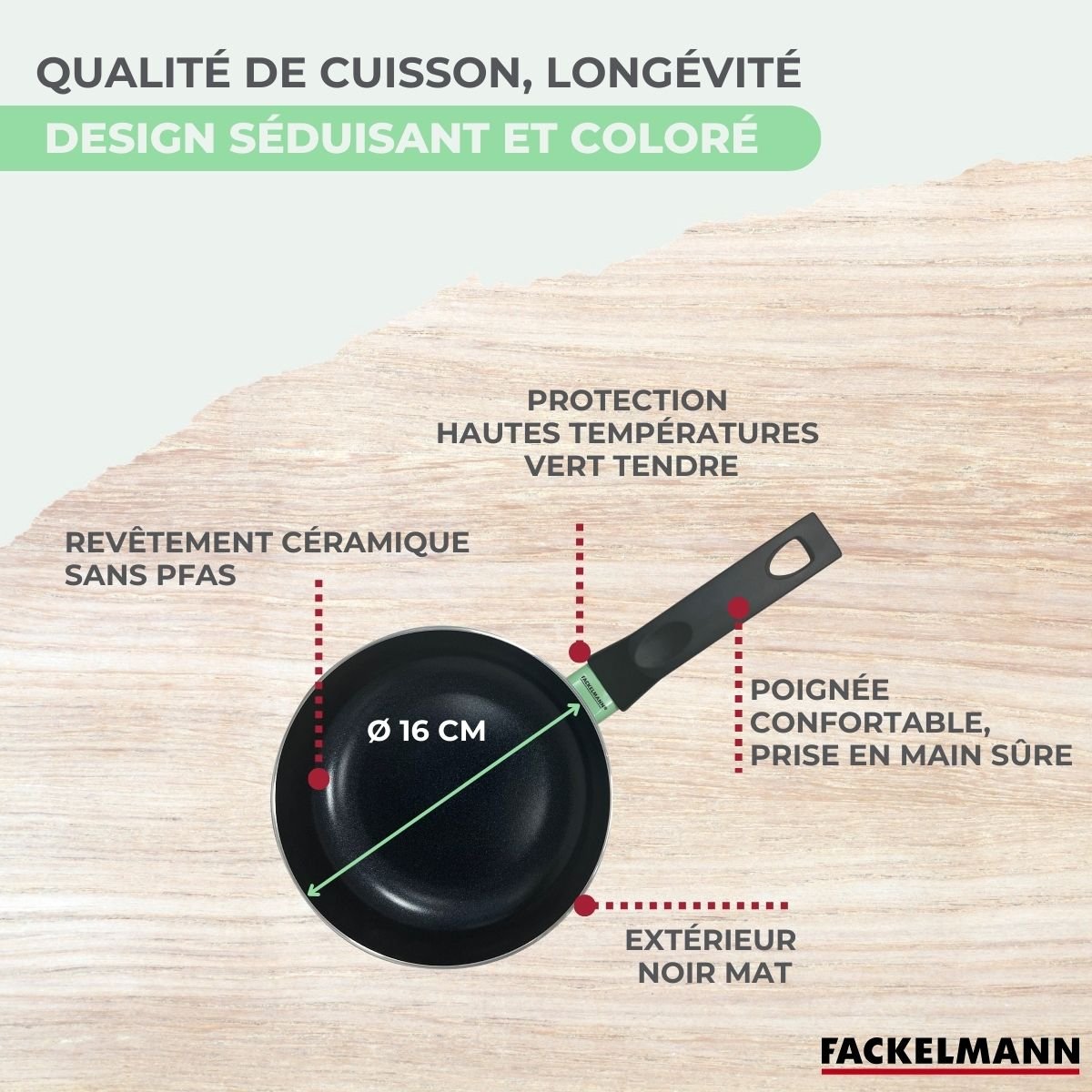 Batterie de cuisine 1 casserole 16cm BRANDAO vert,noir, FACKELMANN