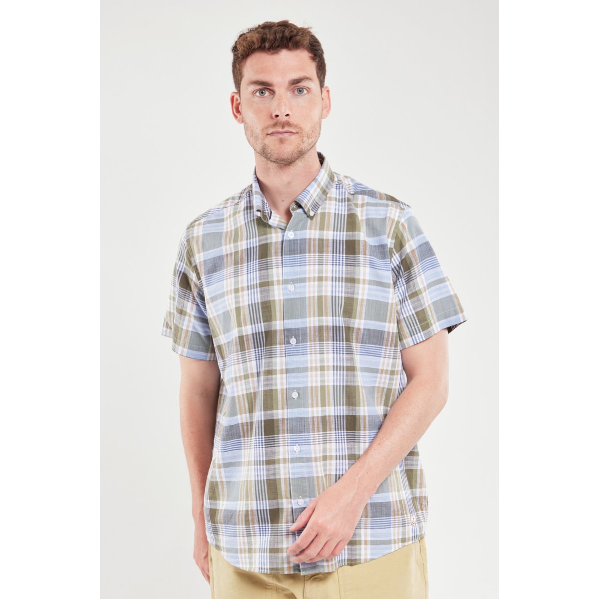 Chemise manches courtes en coton ecossais pagoda, ARMOR-LUX