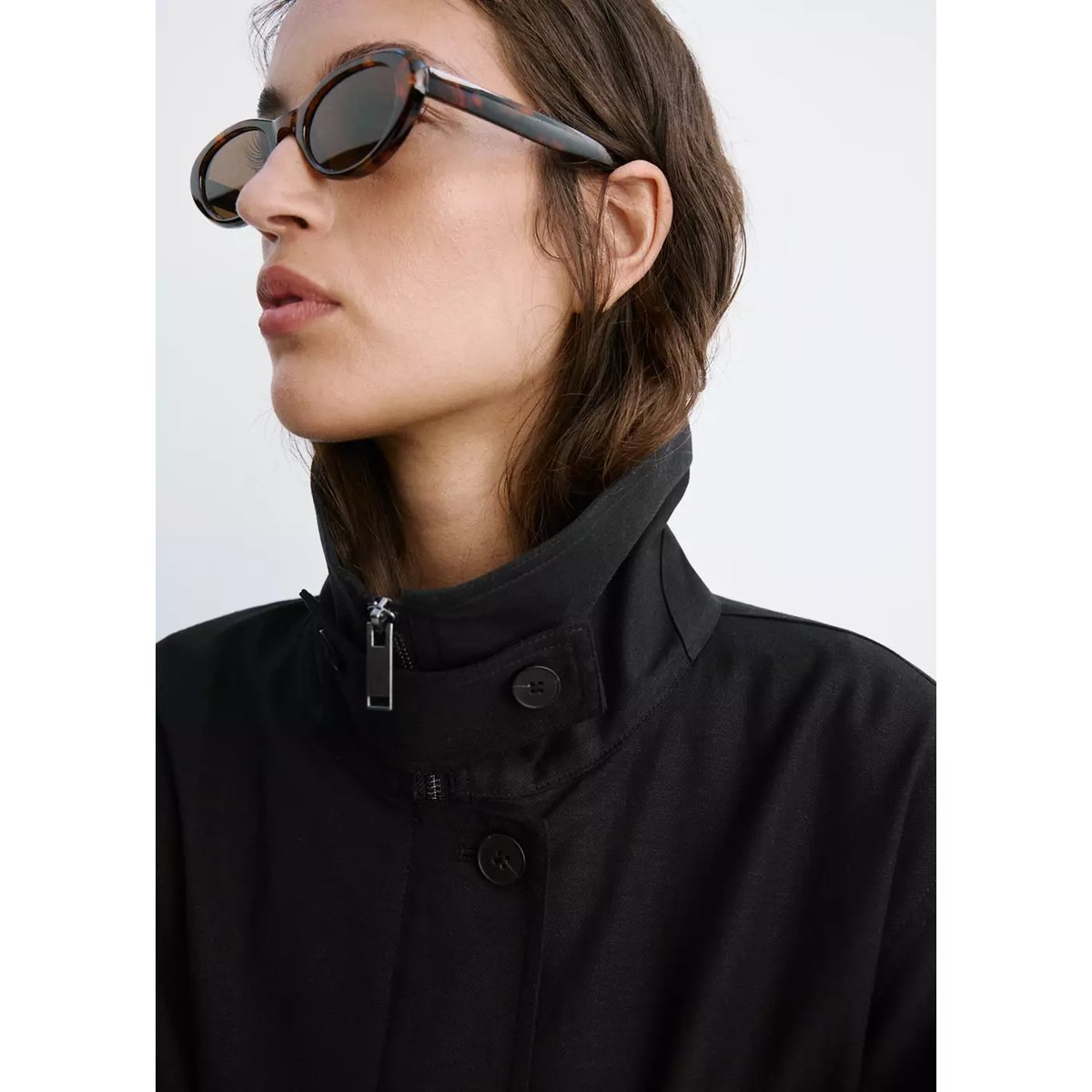 Veste bomber col cheminée noir, MANGO