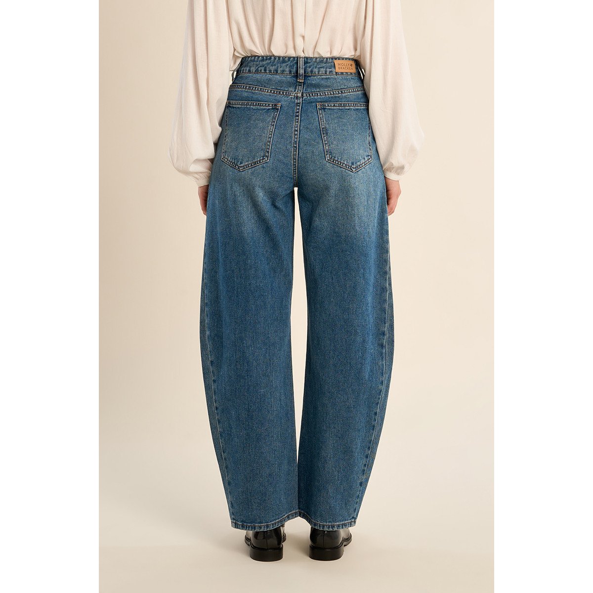 Jean barrel, taille haute brut denim, MOLLY BRACKEN
