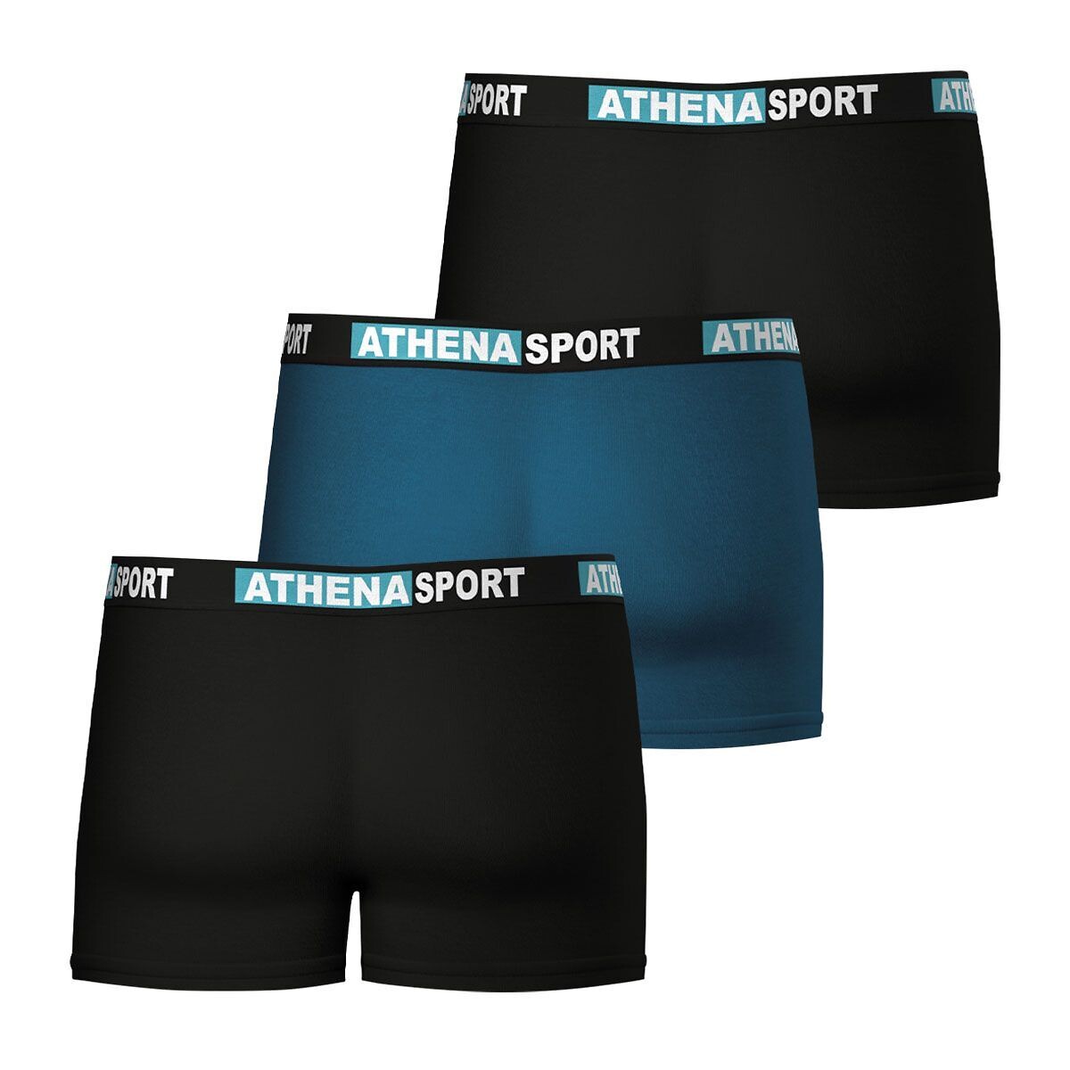 Pack of 3 Daily Sport Boxer Shorts black + blue, ATHENA