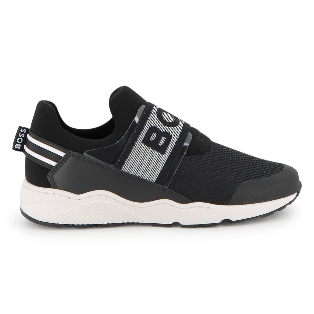 Baskets en cuir de vachette black, BOSS KIDSWEAR