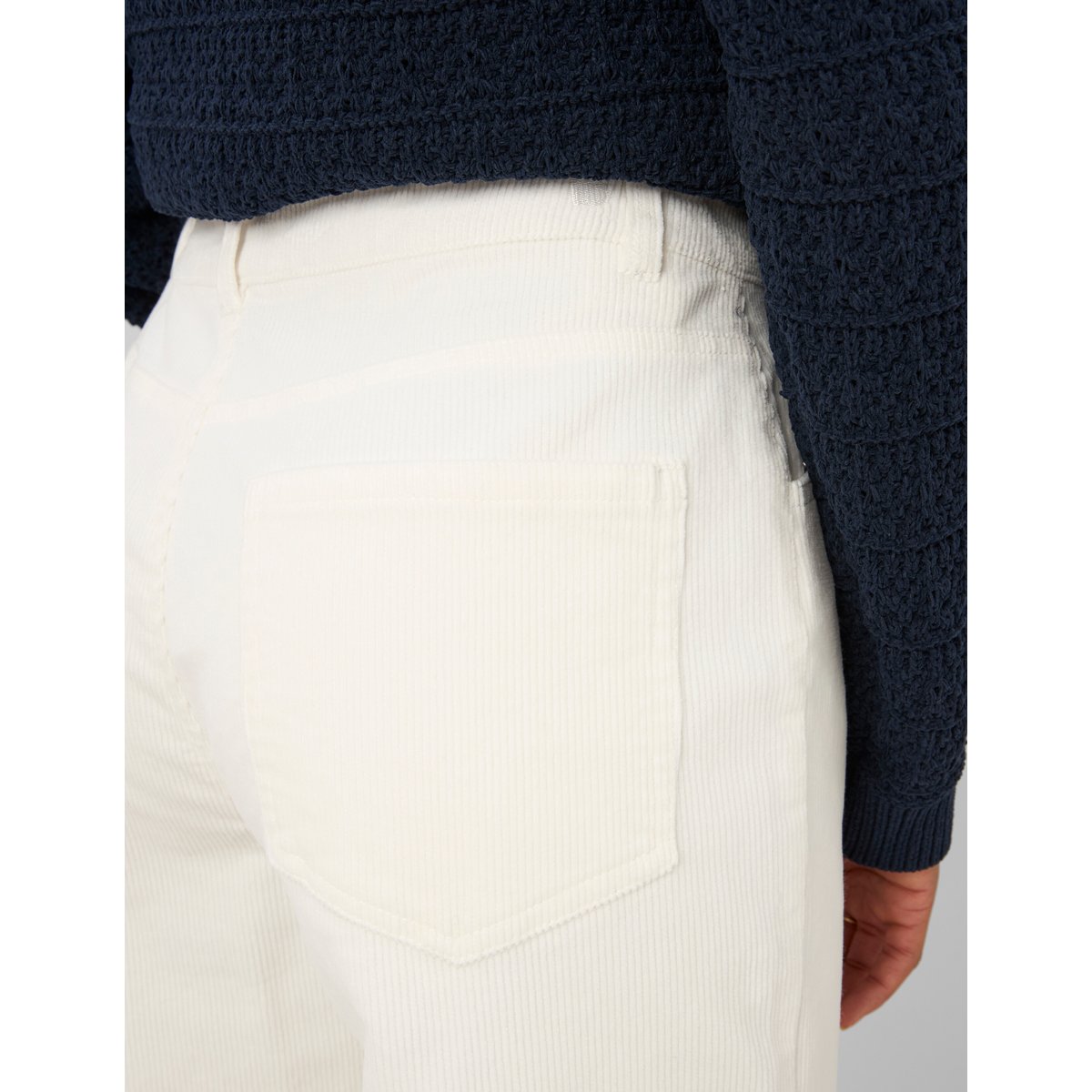 Pantalon straight velours blanc écru, BZB