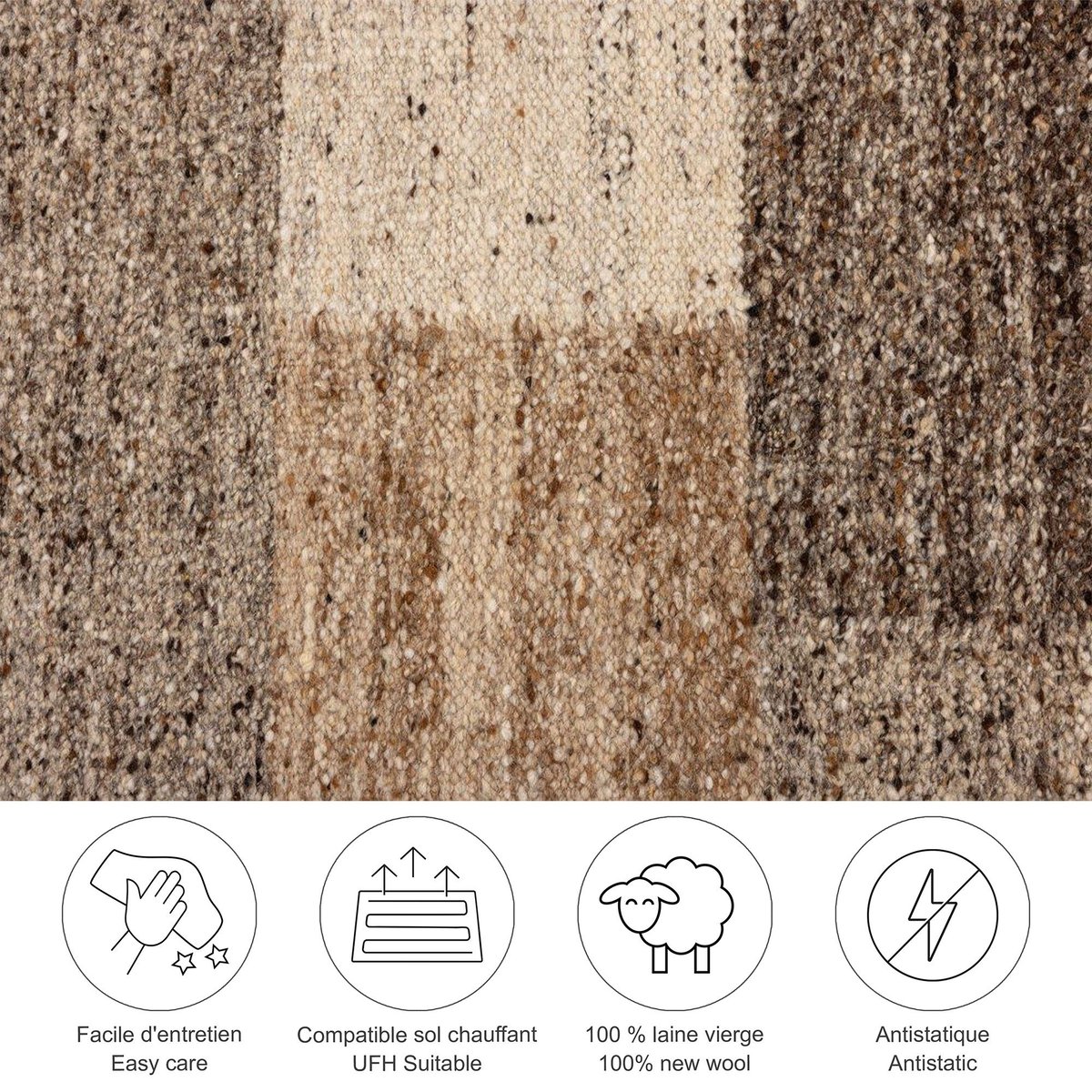 Tapis de salon en laine tissé main - EHRWALD beige multi, THEKO