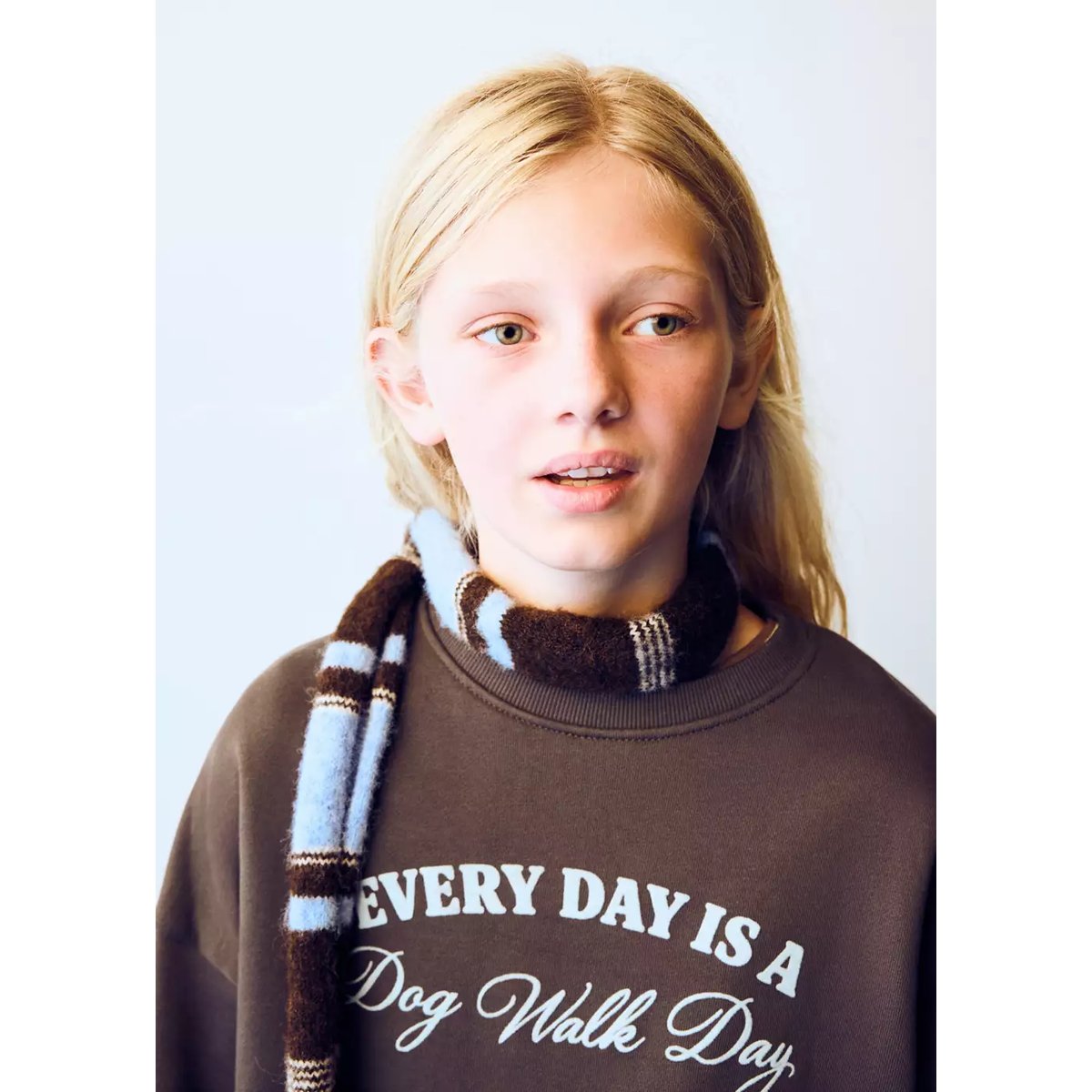 Sweat imprimé à ourlet froncé marron, MANGO KIDS