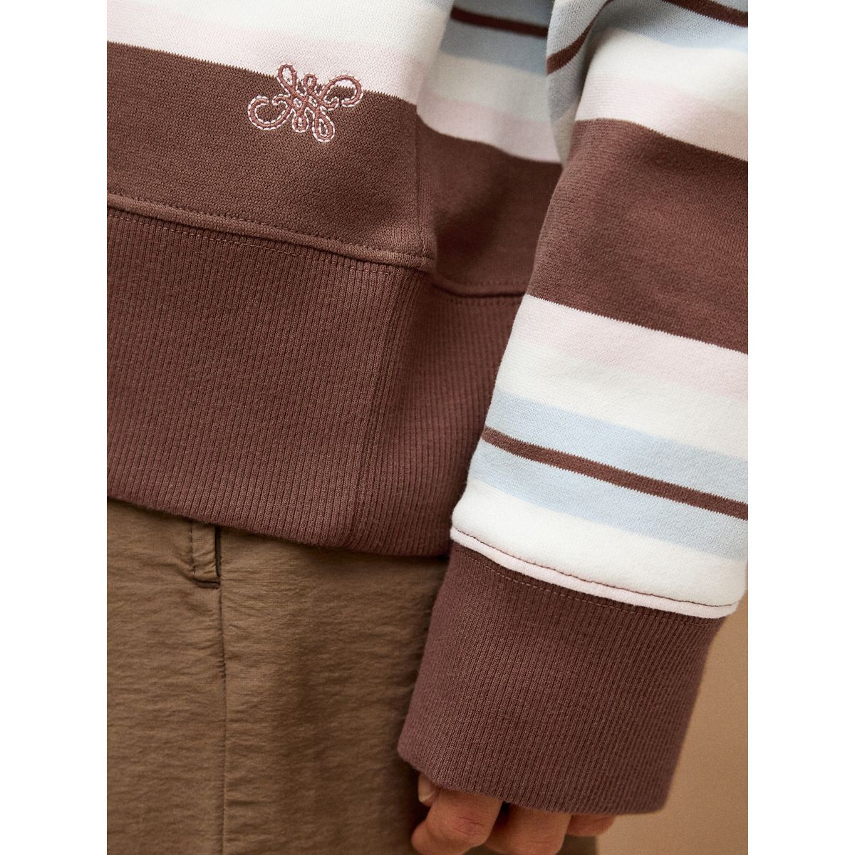 Sweat ras du cou à rayures marron chocolat/bleu/rose, NEXT
