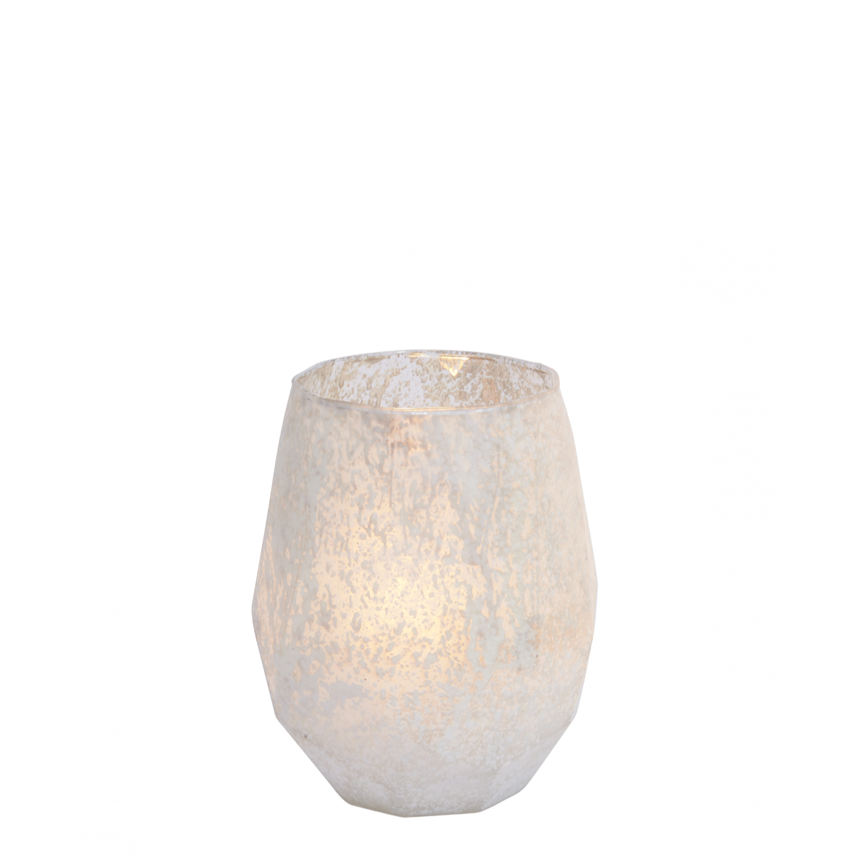 Photophore décoratif en verre H18 blanc, SIA DECO