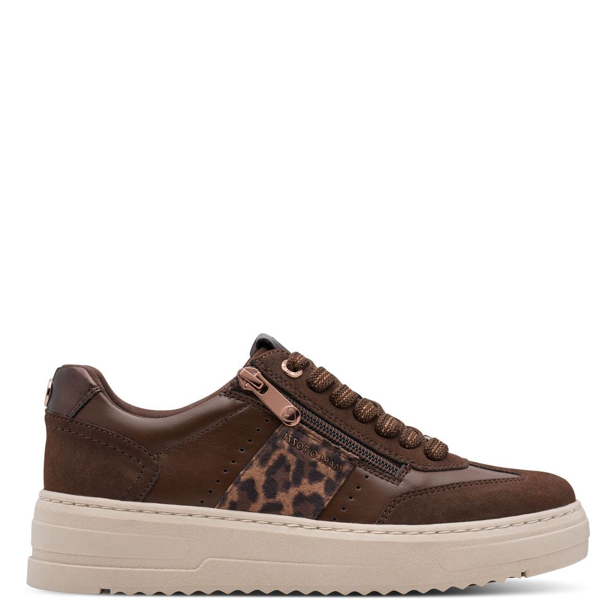 Basket à talon marron taupe nubuck, MARCO TOZZI