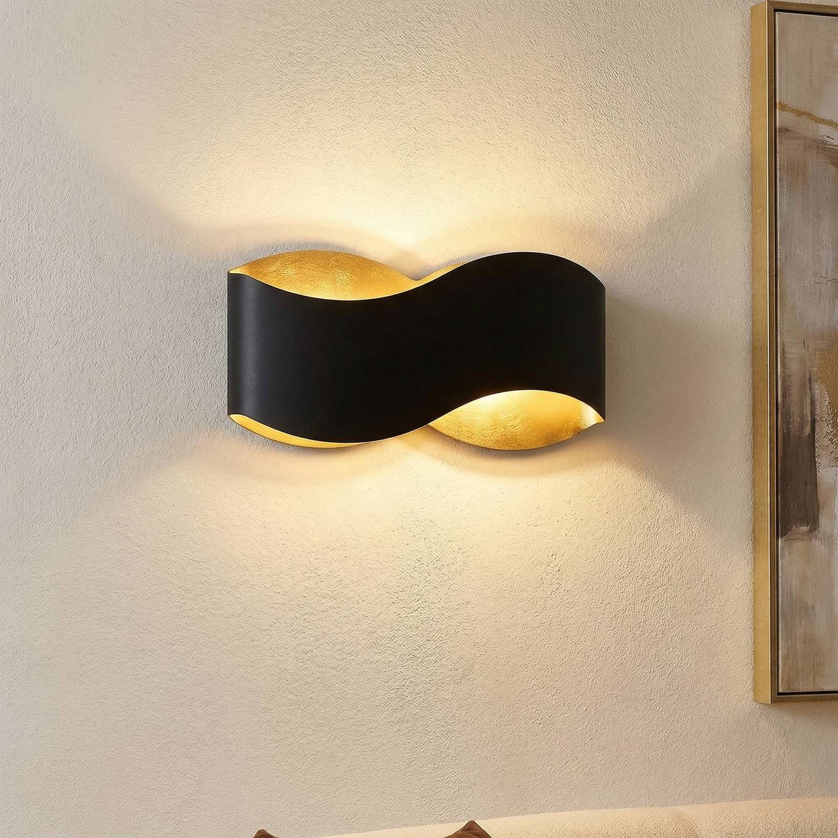 Applique en métal moderne, Dailin noir, doré, LINDBY