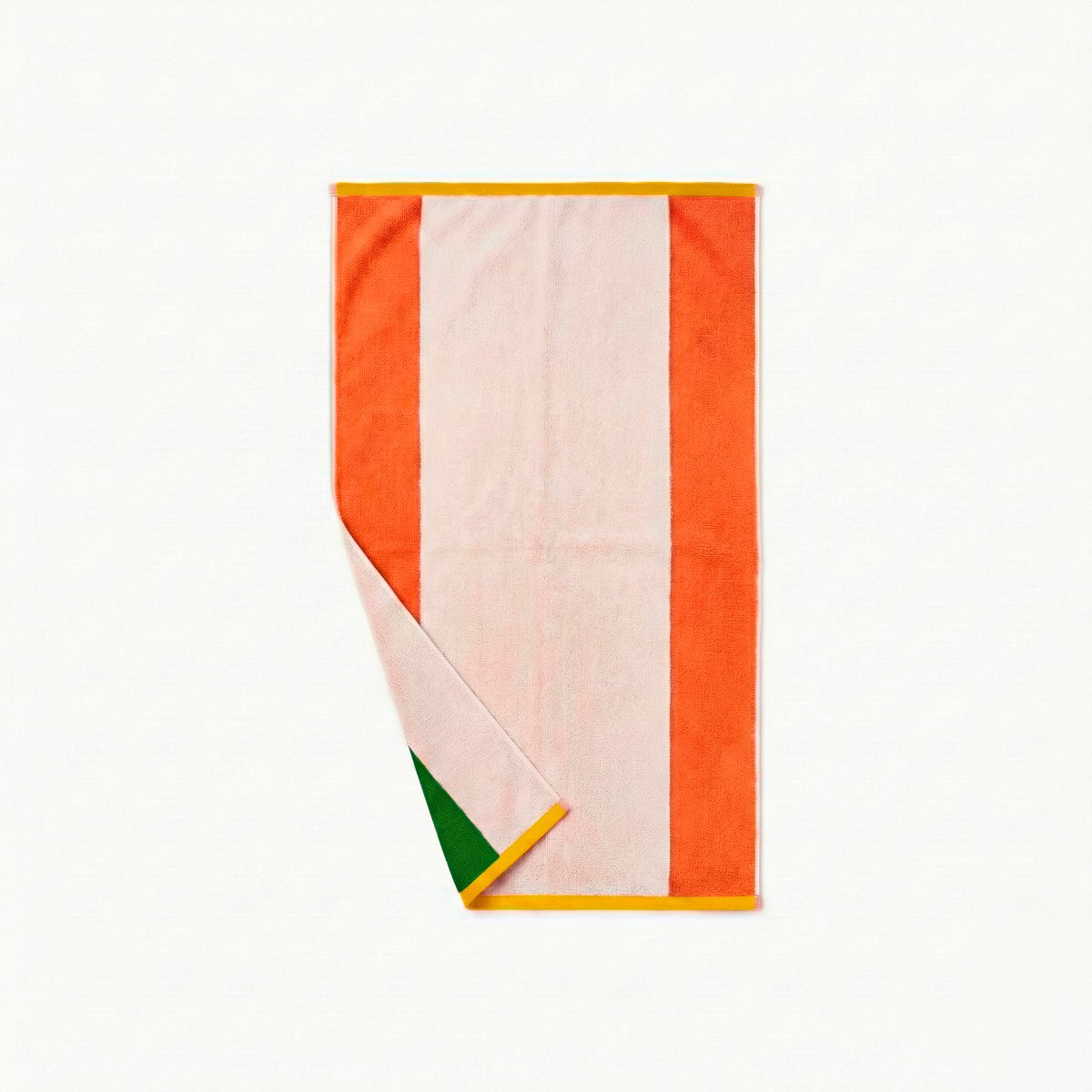 Serviette de toilette coton double face Lysiris vert et orange LYSIRIS vert/orange, CARRE BLANC