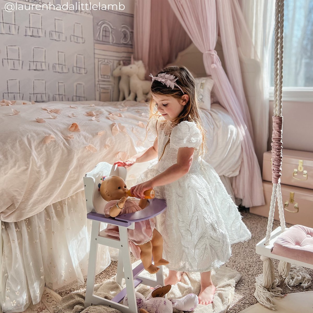 Chaise Haute Poupée avec Coussin, LITTLE PRINCESS blanc, TEAMSON KIDS