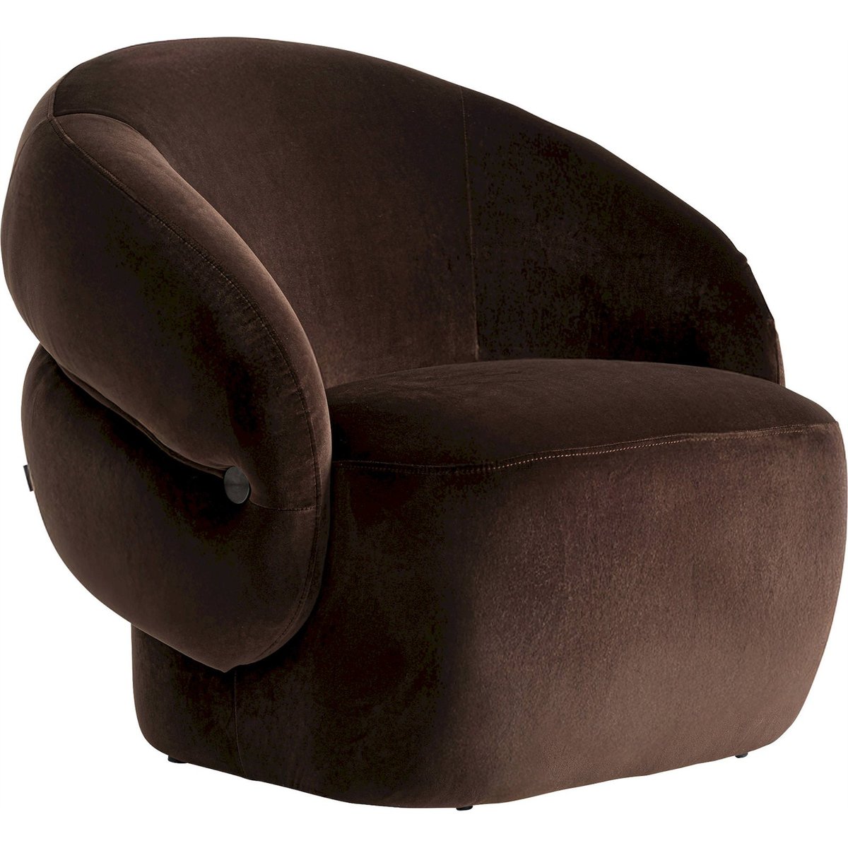 Fauteuil contemporain en velours chocolat, RECOLLECTION