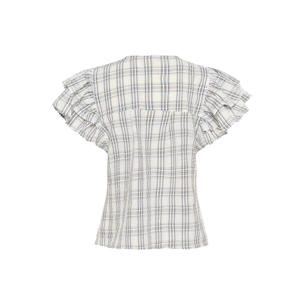 Blouse à manches courtes blanc white check, CULTURE