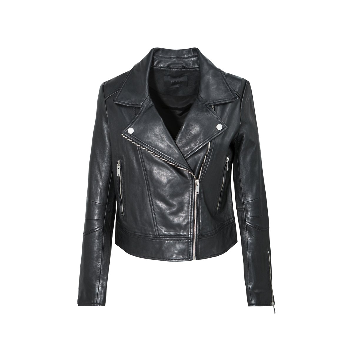 Blouson en cuir d'agneau noir, IKKS