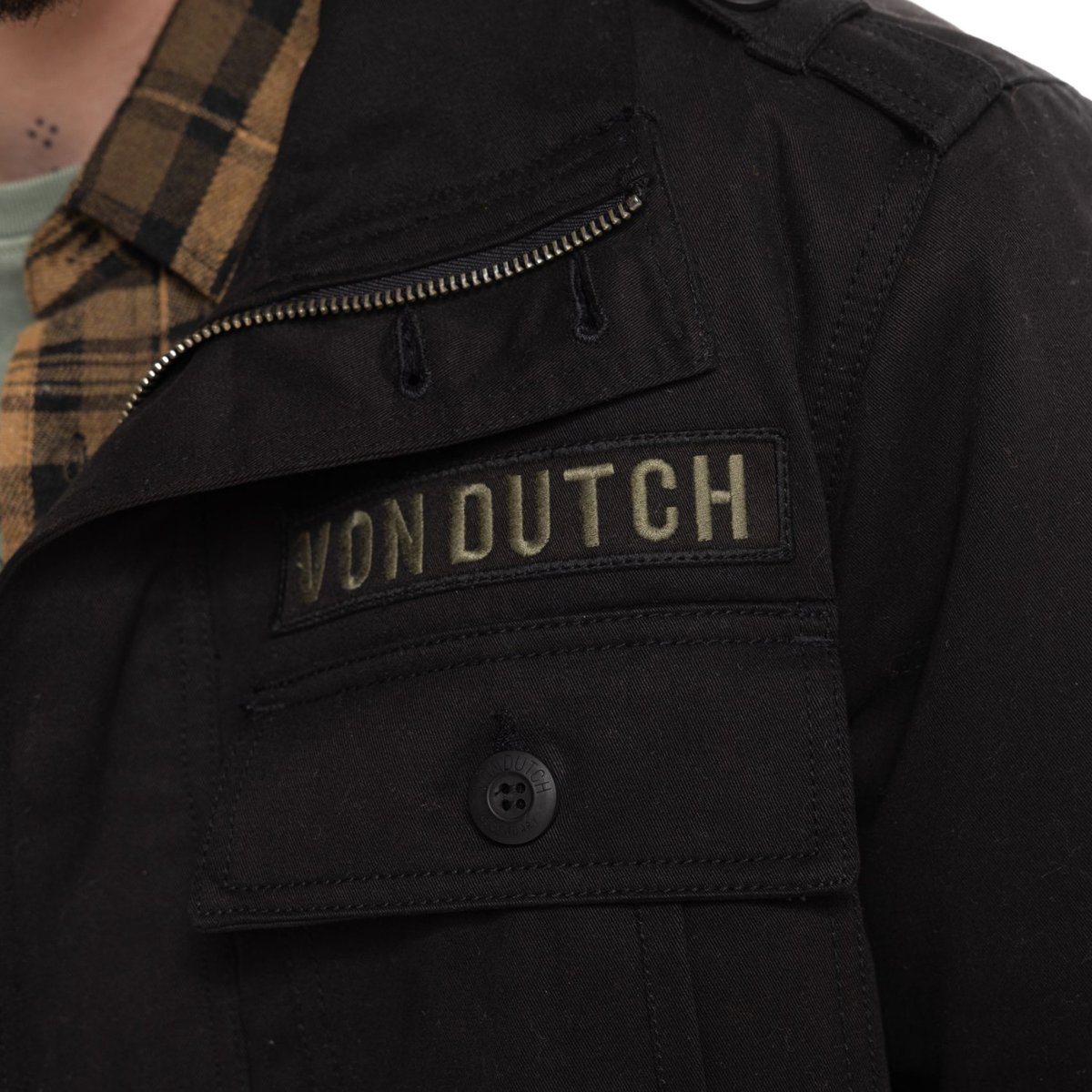 Surchemise coton AARON noir/vert, VON DUTCH