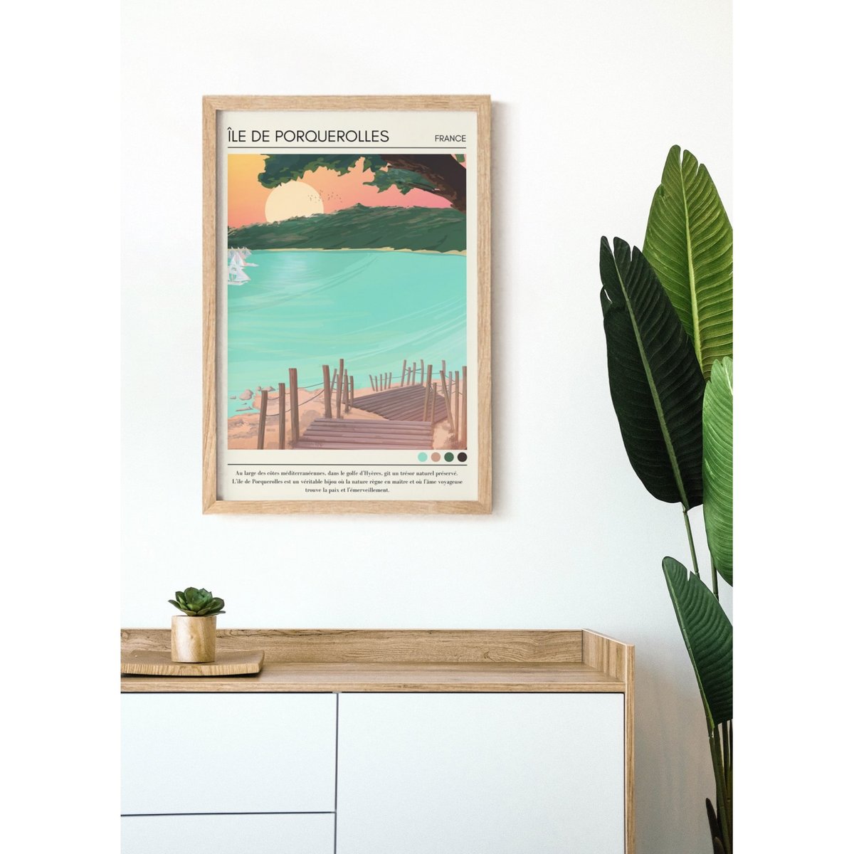Affiche Île de Porquerolles Vintage blanc, L'AFFICHERIE