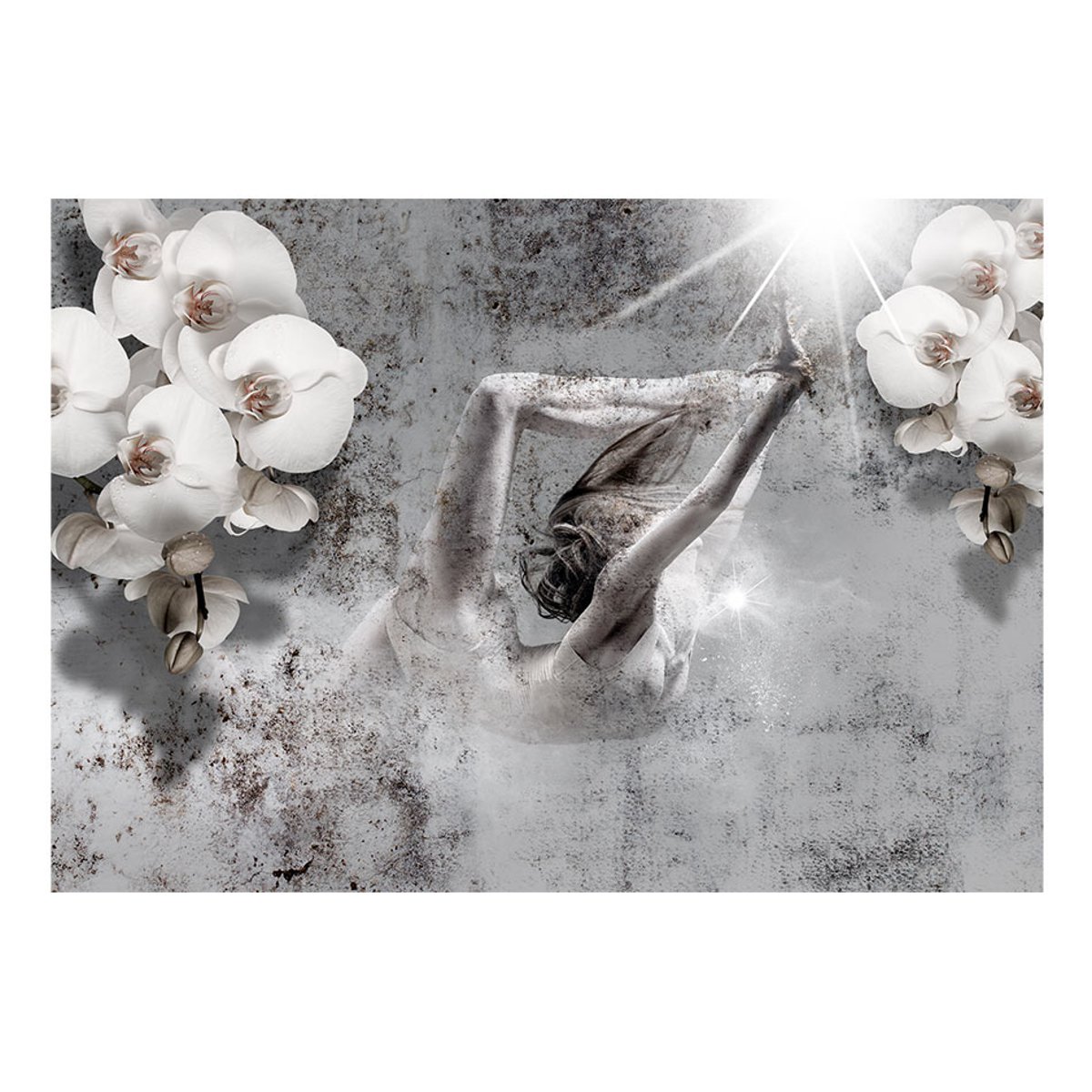 Papier peint intissé panoramique Personnes Arrangement with orchid gris / argent, EDEN