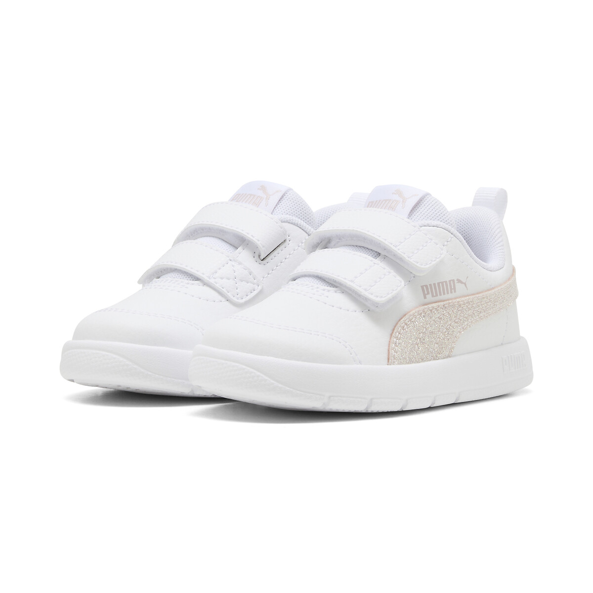 Baskets à scratch COURTFLEX V3 GLITZ V blanc/paillettes, PUMA