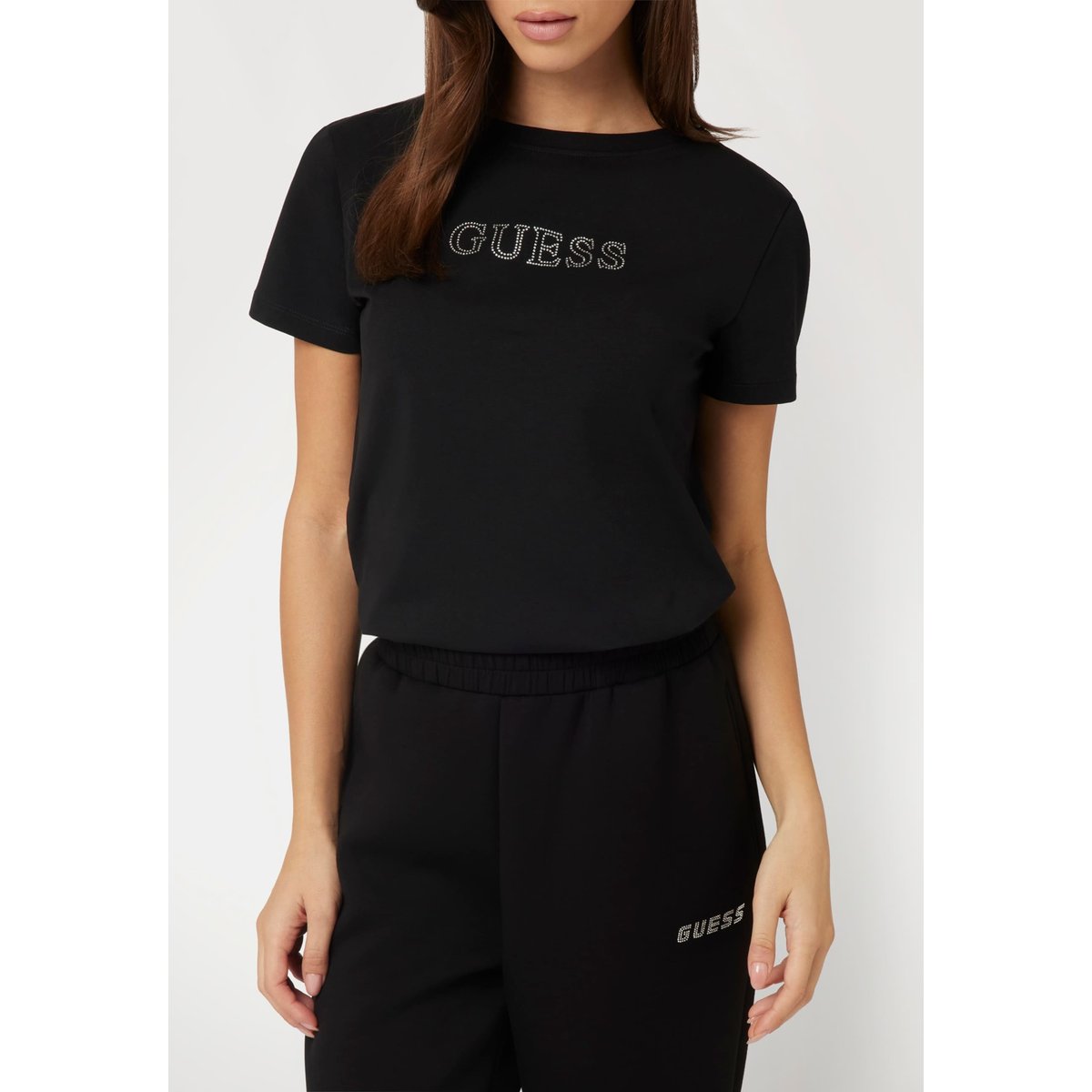 T-Shirt Logo Strass noir, GUESS