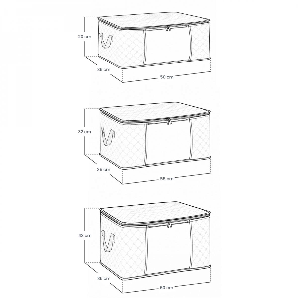 Lot de 9 sacs de rangement pliable pour vêtements, linge de maison avec poignées noir, VIVEZEN