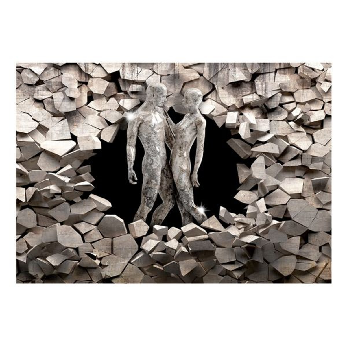 Papier peint intissé panoramique Personnes Love Made of Stone noir, EDEN