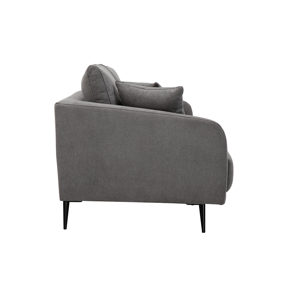 Canapé design 3 places en tissu effet velours taupe et métal noir JERRY gris clair, MILIBOO