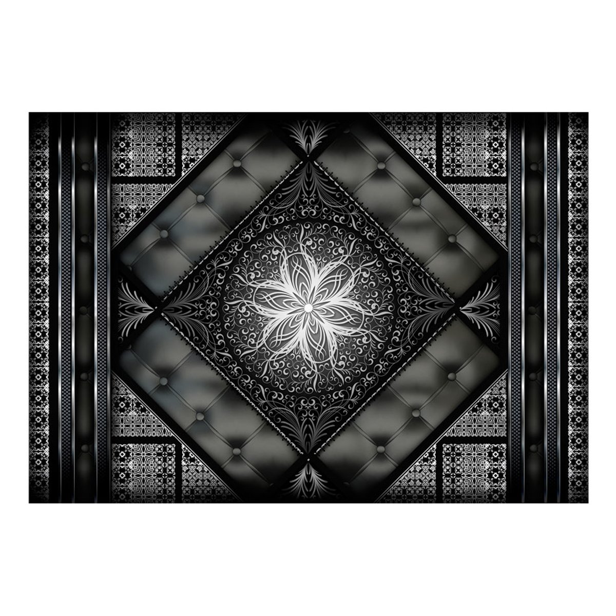 Papier peint intissé panoramique Black mosaic gris / argent, EDEN