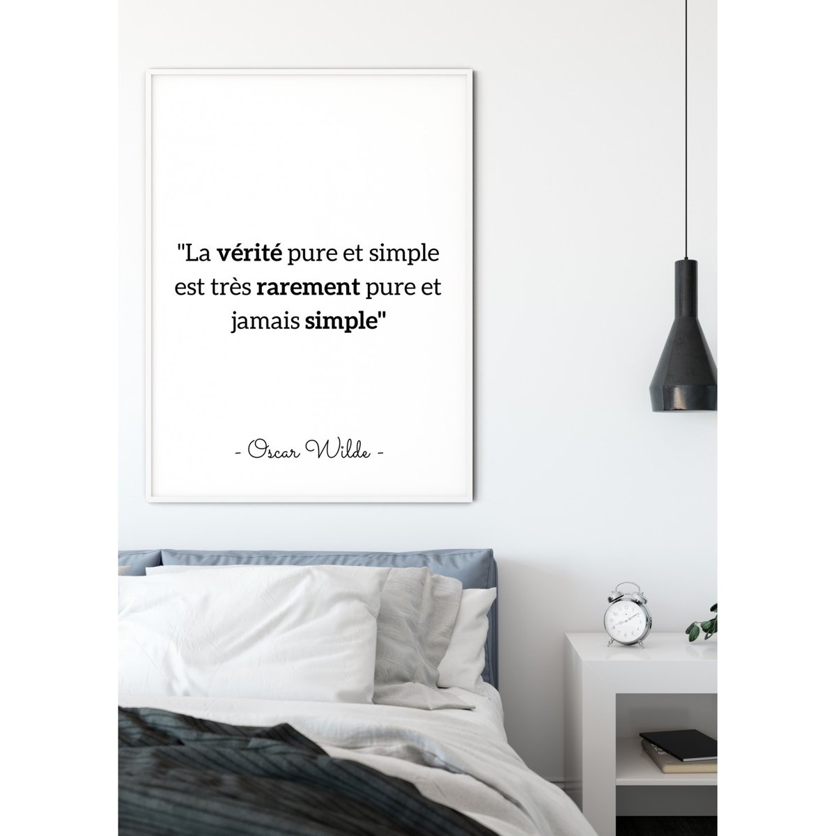 Affiche Oscar Wilde 'La vérité pure et simple...' blanc, L'AFFICHERIE