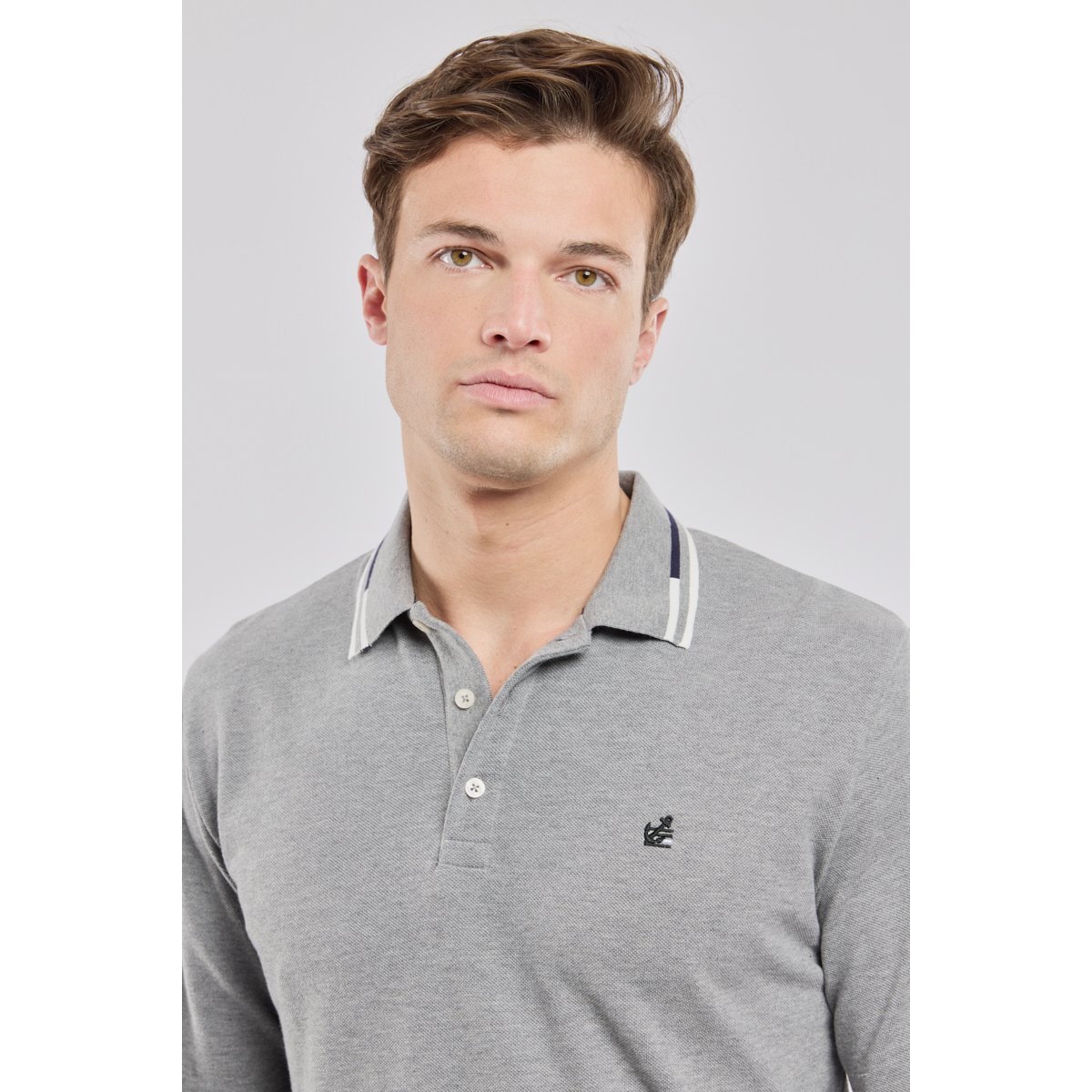 Polo manches longues piqué misty grey, ARMOR-LUX