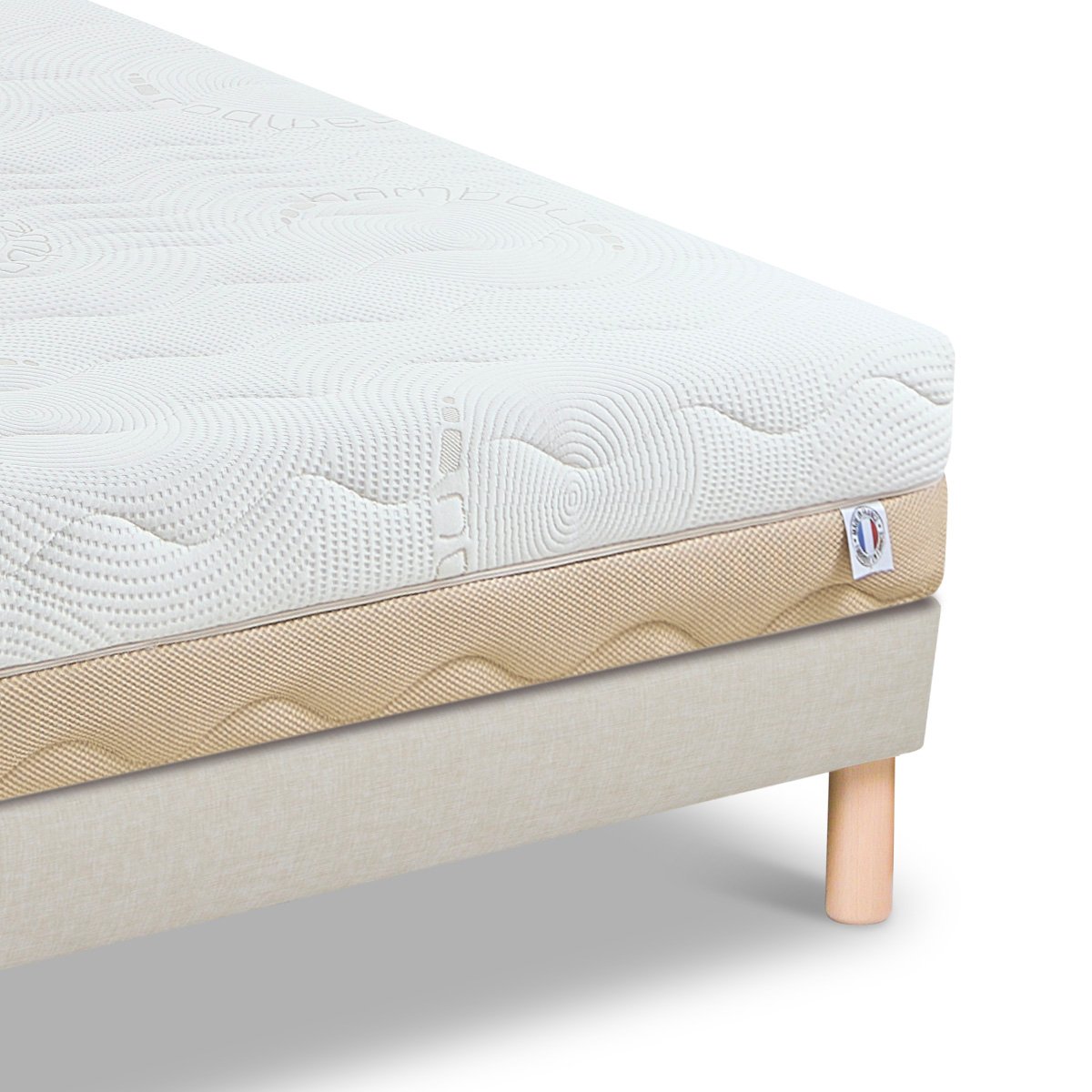 Ensemble Matelas Mémoire de forme 4 SAISONS avec sommier blanc, BELLECOUR