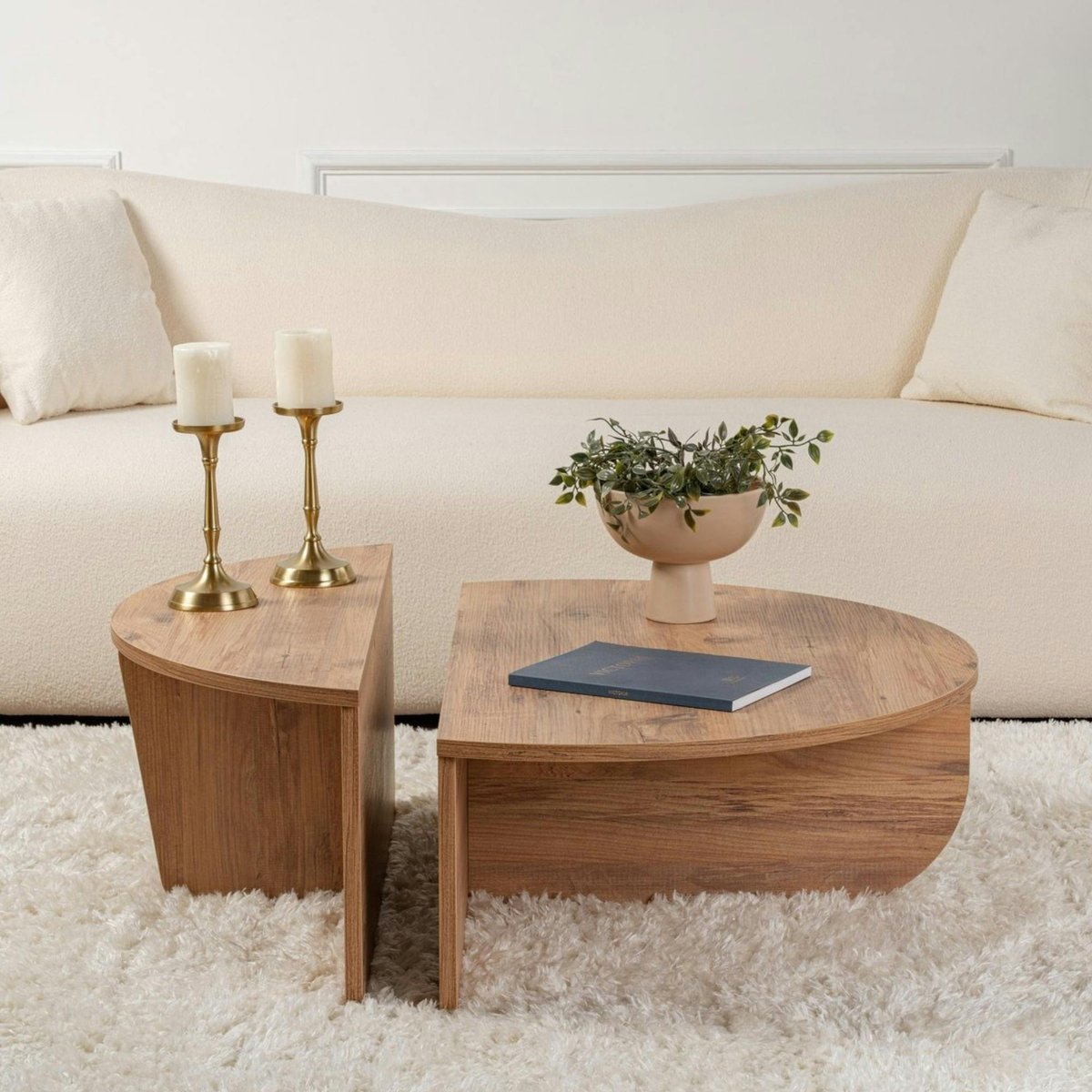 Table basse ronde modulable 2 hauteurs MARFA pin, PIER IMPORT
