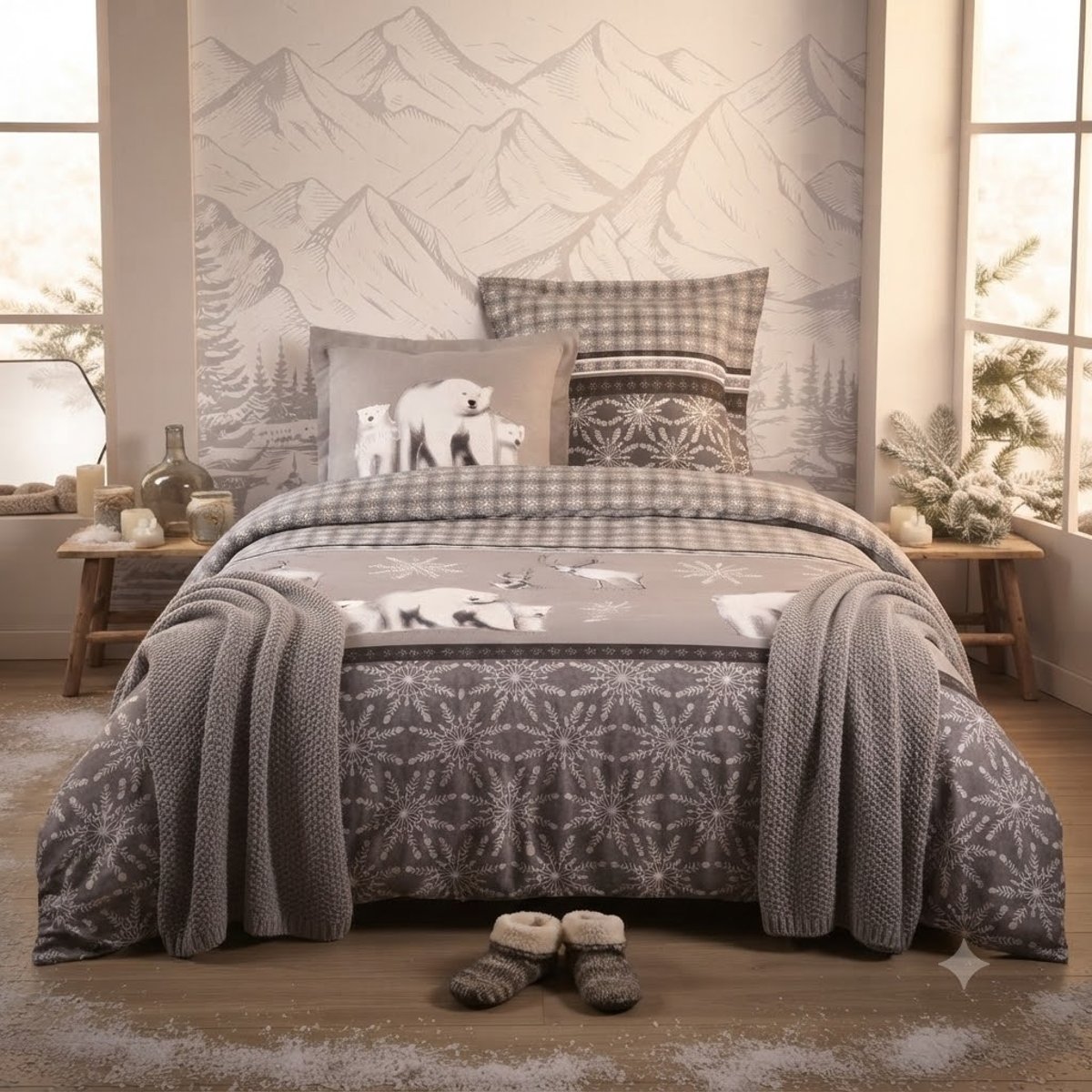 Parure de lit Collection Aigueblanche gris, EDEN
