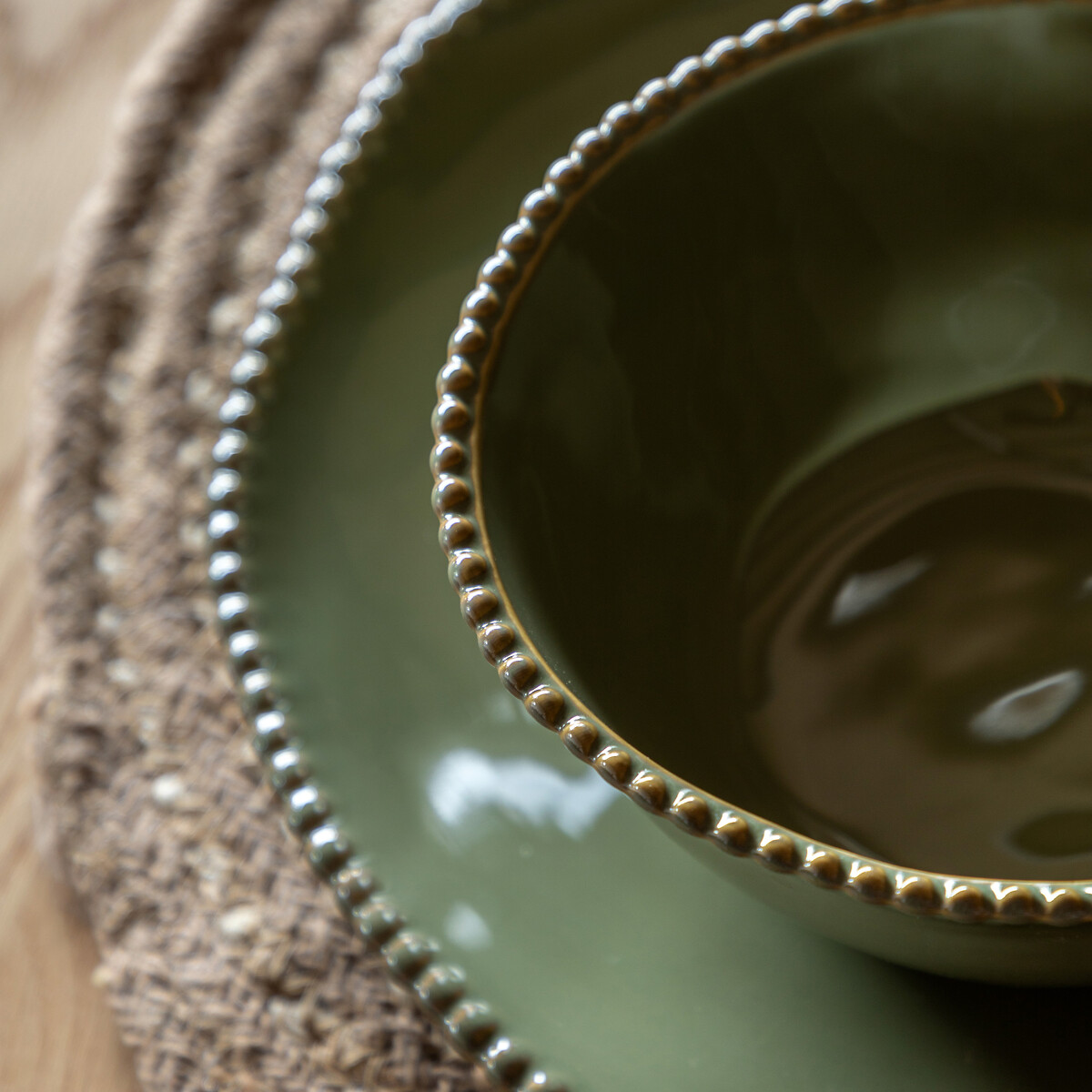 Set of 4 Harville Beaded Bowls in Olive olive, ÉDITÉ