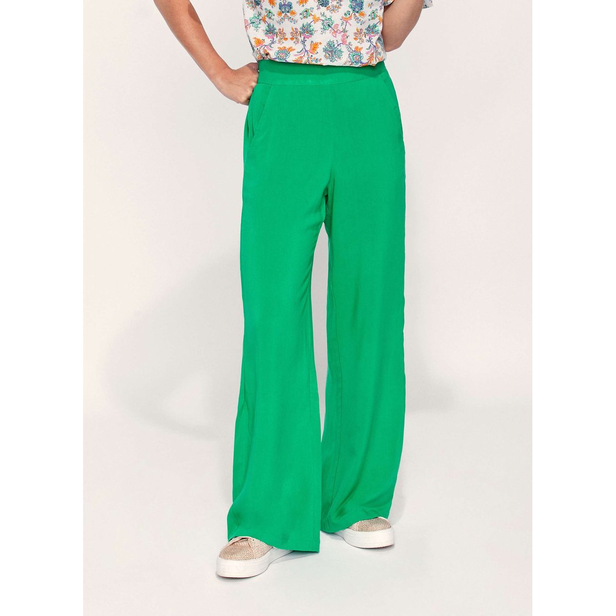 Pantalon fluide ample ecovero ESTIA vert prairie, LA FIANCÉE