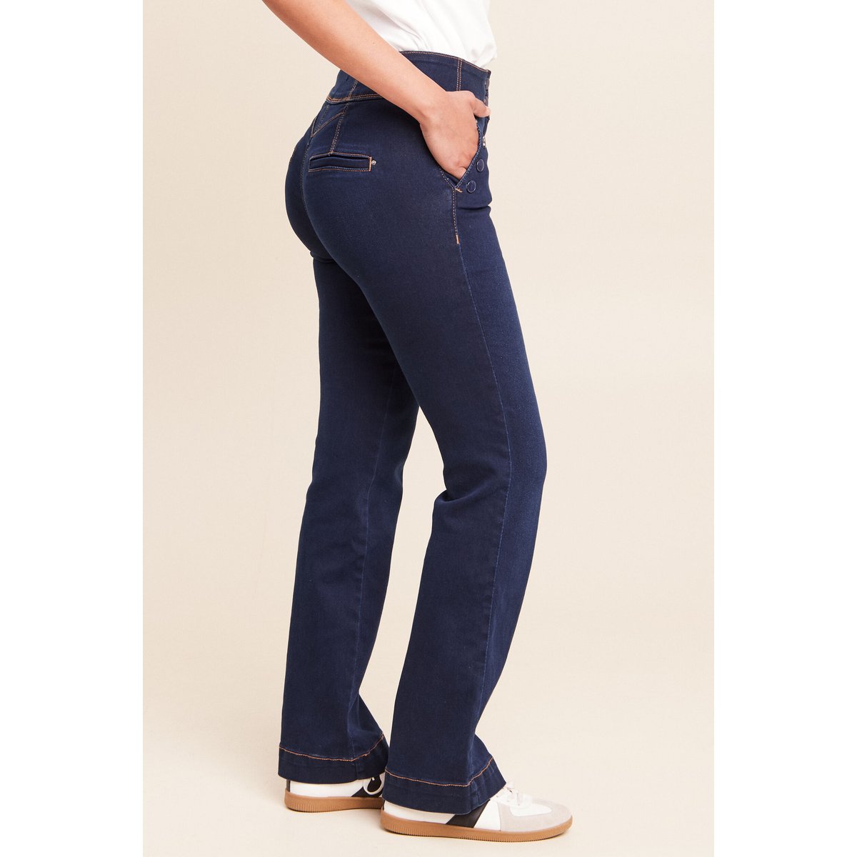 Jean bootcut taille haute denim brut, BREAL