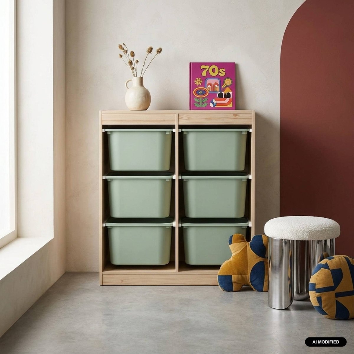Sora - Meuble de rangement pour enfant 6 bacs de rangement SORA moutarde, SWEEEK