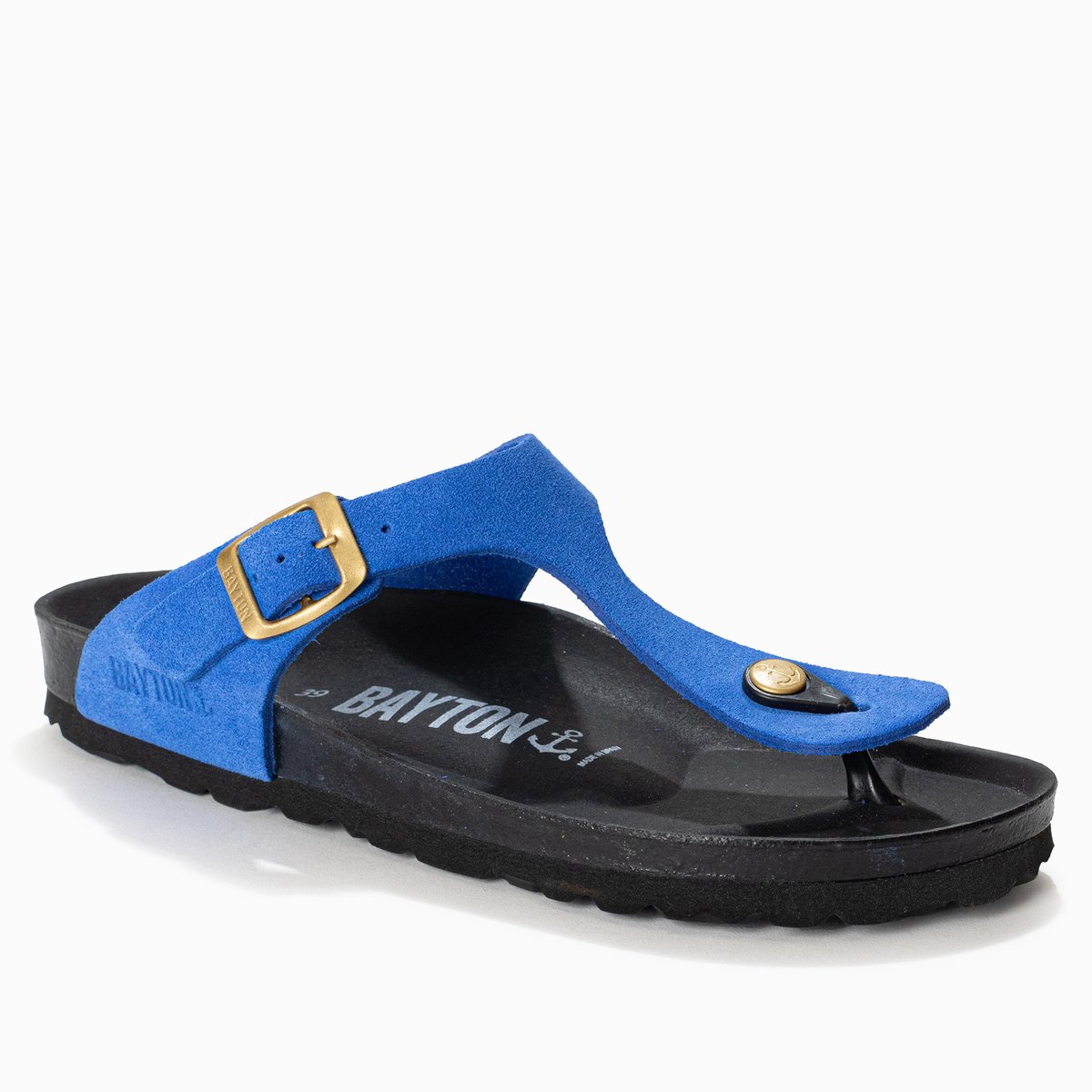 Tongs en cuir suédé MERCURE bleu, BAYTON