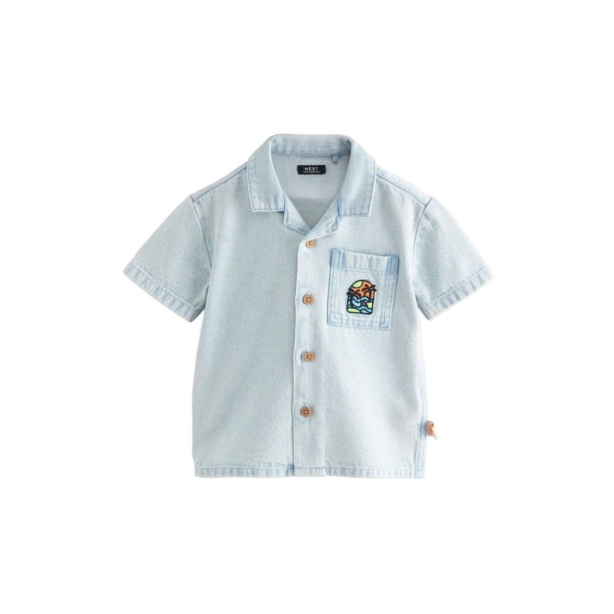 Chemise en denim dos imprimé imprimé denim bleu, NEXT
