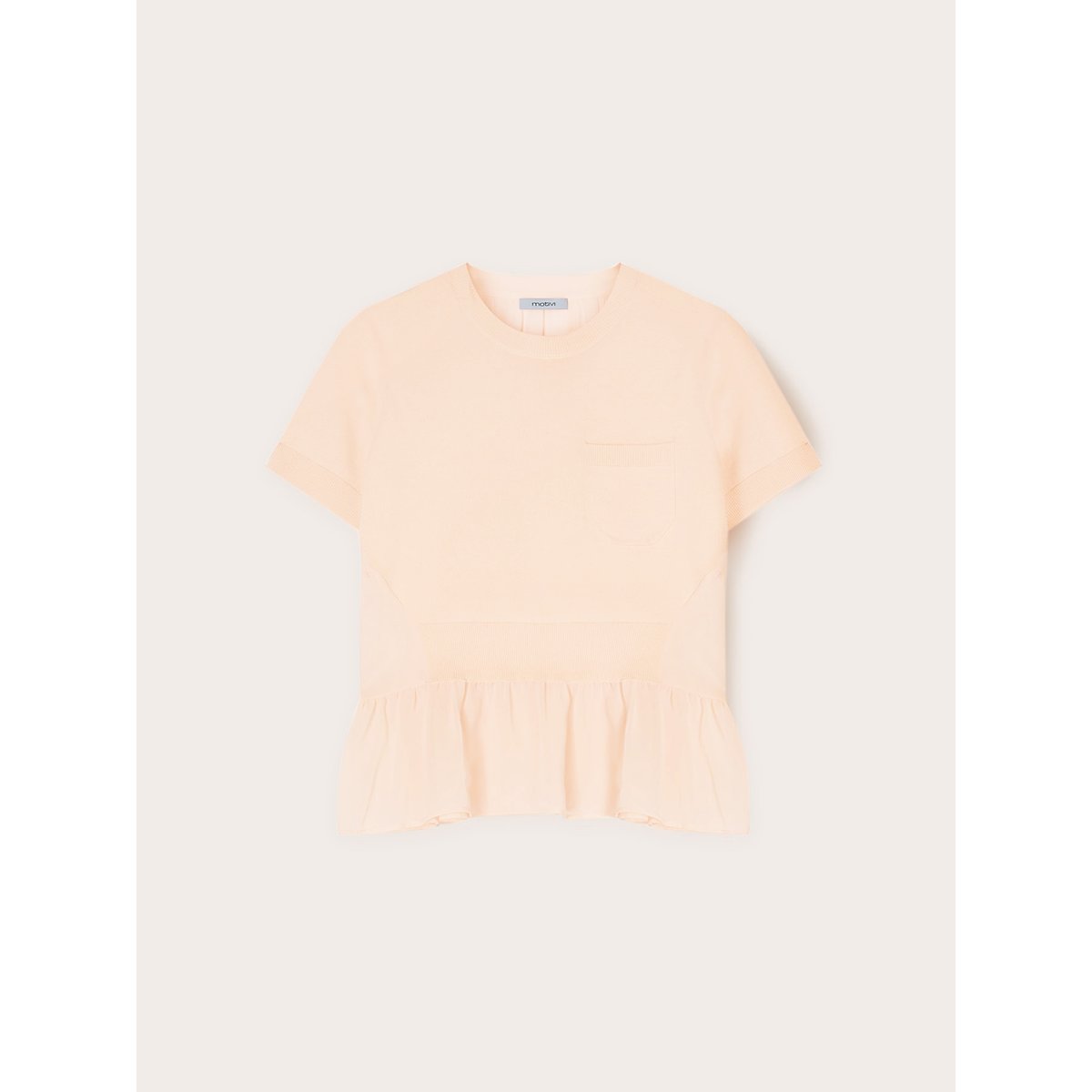 Top avec volant en mousseline de soie rosa cipria, MOTIVI