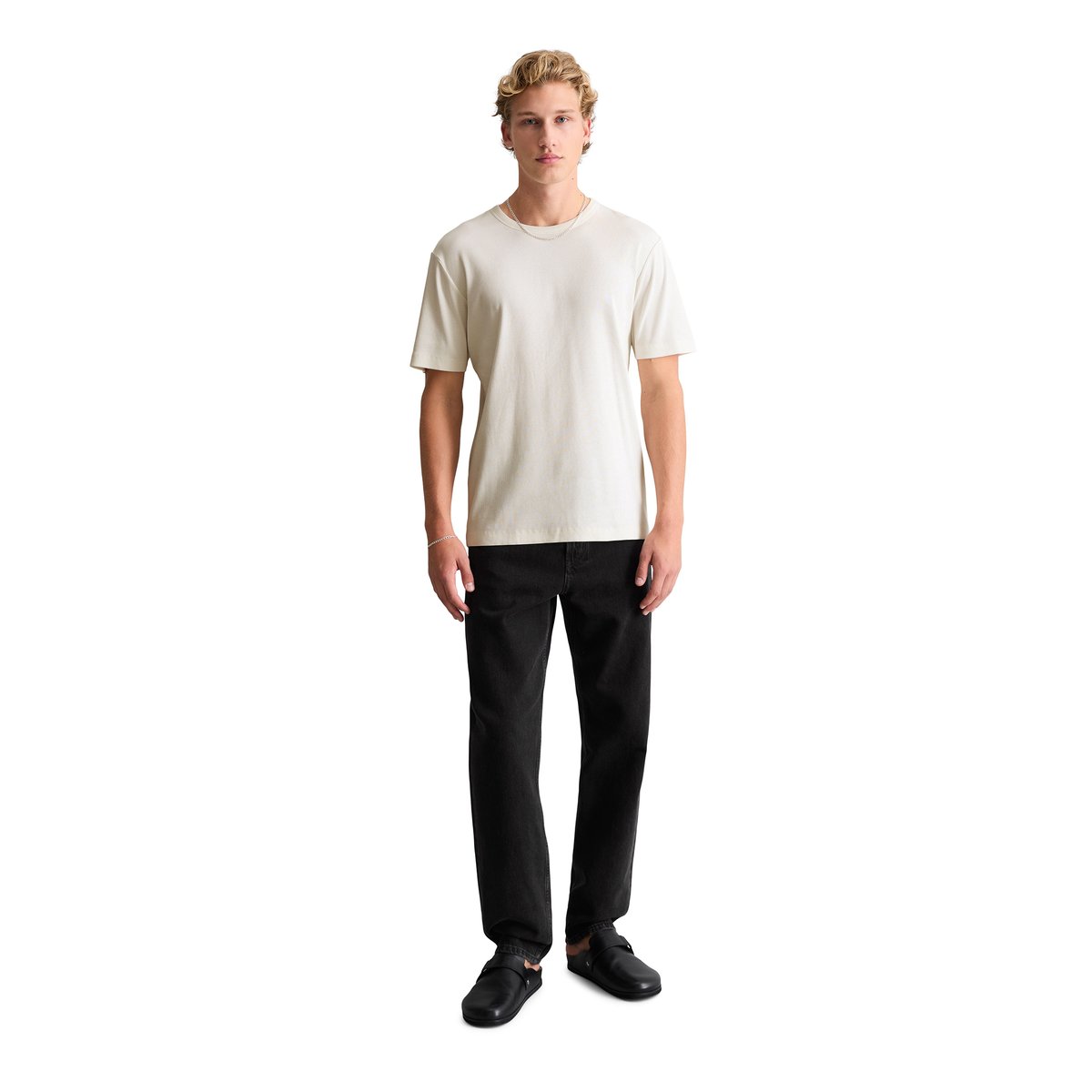 T-shirt côtelé DfC regular en coton bio mélangé blanc, MARC O’POLO DENIM