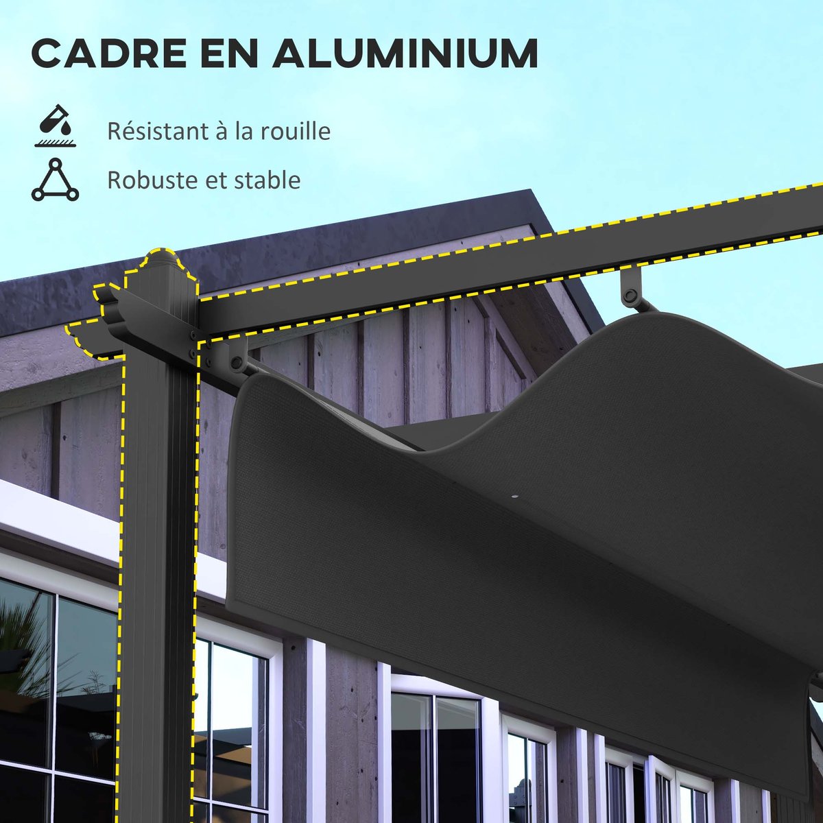 Pergola Aluminium Gris foncé gris, OUTSUNNY