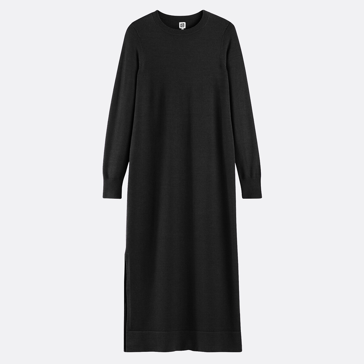 Robe pull, longue, manches longues noir, LA REDOUTE COLLECTIONS