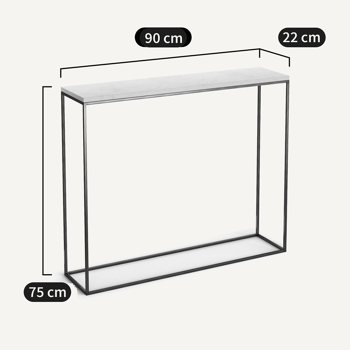 Console effet laiton vieilli/marbre, Mahaut marbre blanc, AM.PM