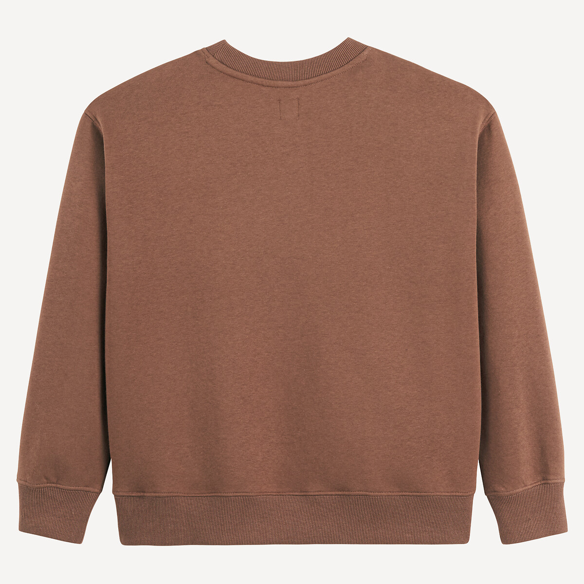 Sweat col rond, en molleton doux et chaud marron, LA REDOUTE COLLECTIONS
