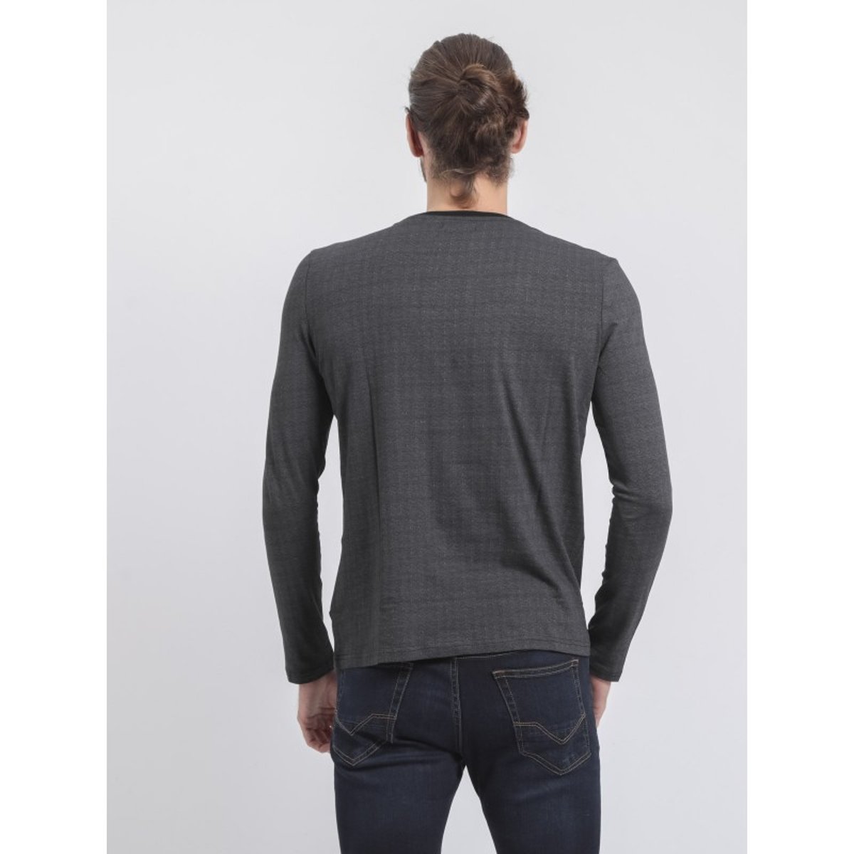 T-shirt Manches Longues Col Rond Pur Coton Jacou noir, RITCHIE
