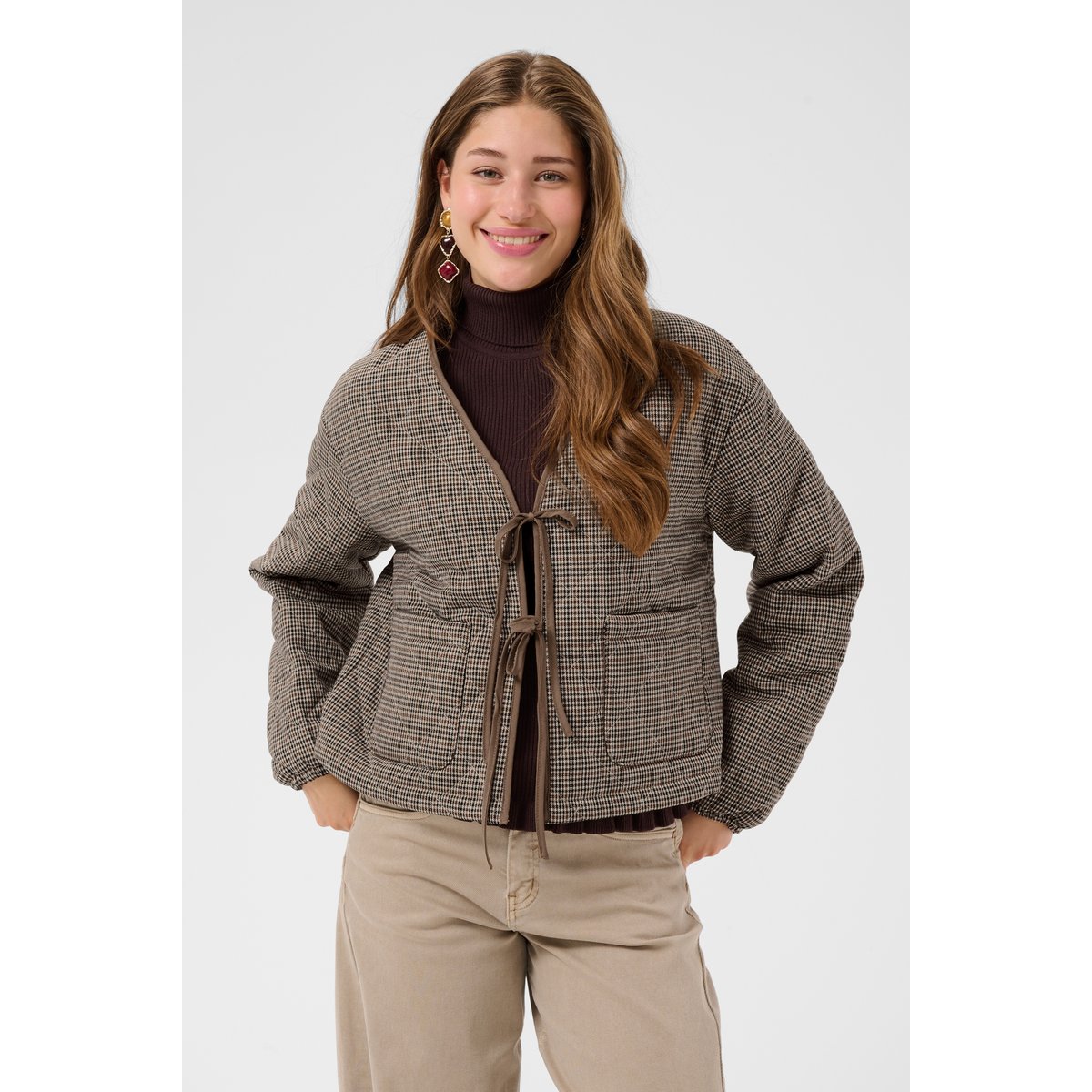 Veste marron brown check, CREAM