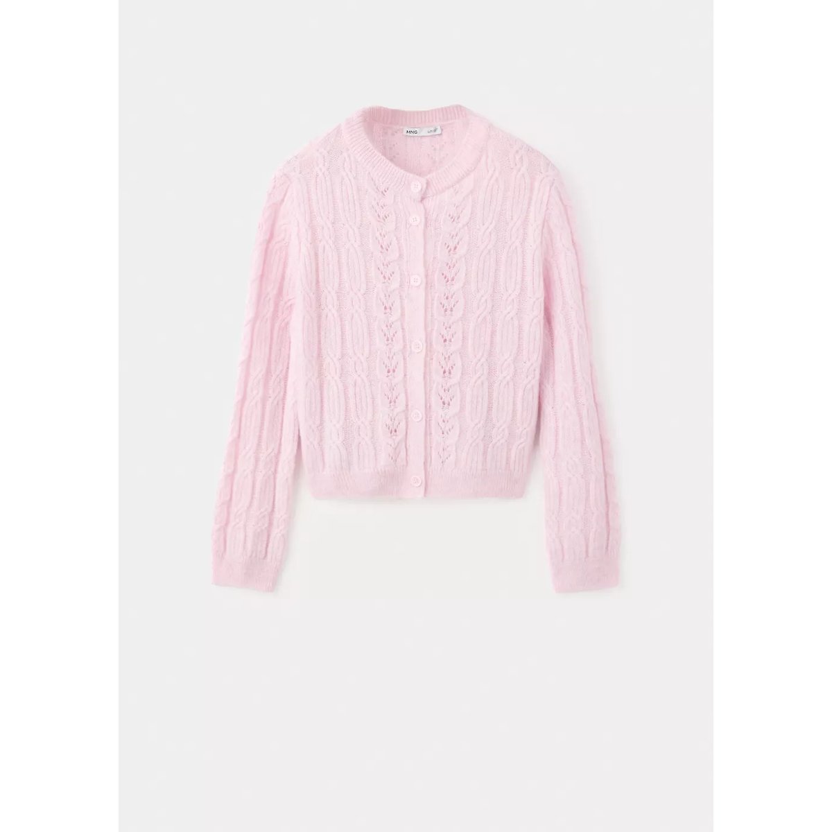 Cardigan maille torsadée rose pastel, MANGO