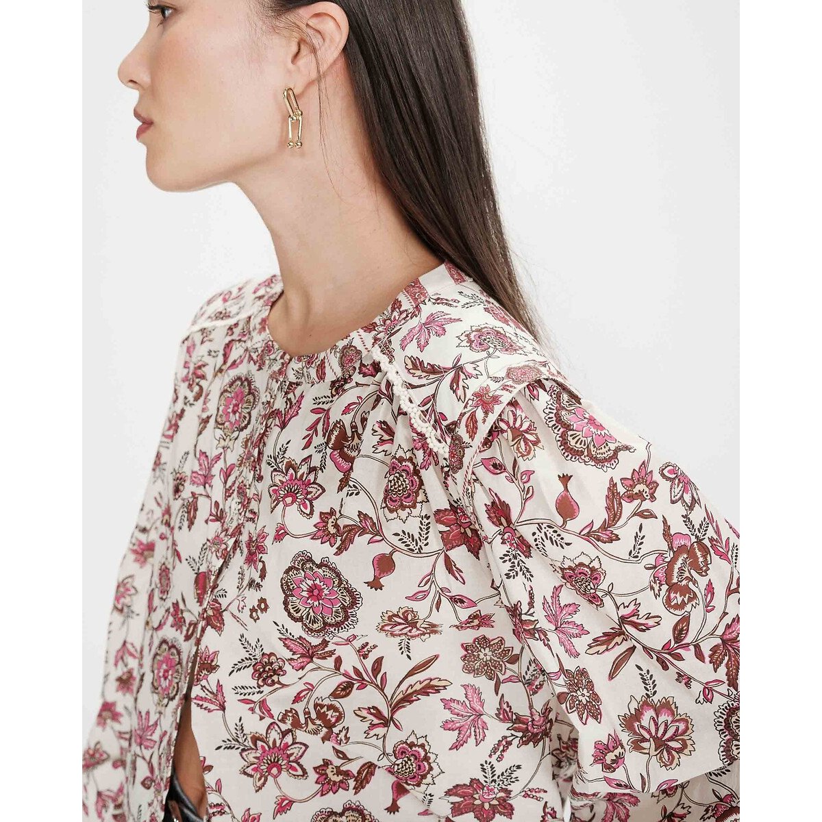 Blouse imprimée, manches longues, VALENCIA imprimé fleuri, GRACE & MILA