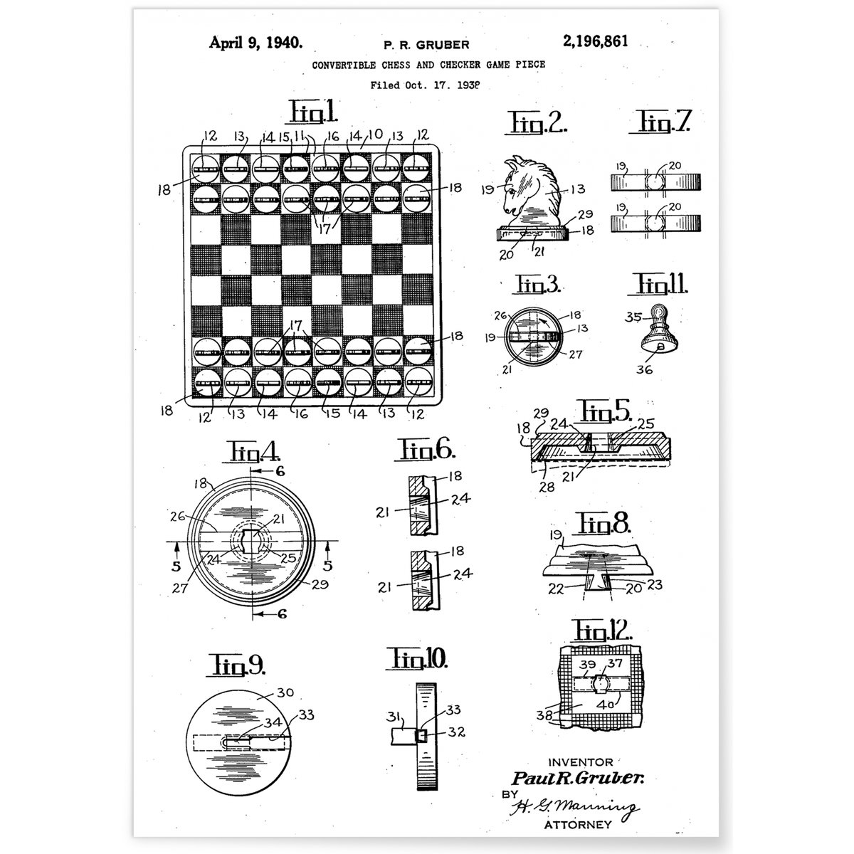 Affiche Brevet Échecs blanc, L'AFFICHERIE